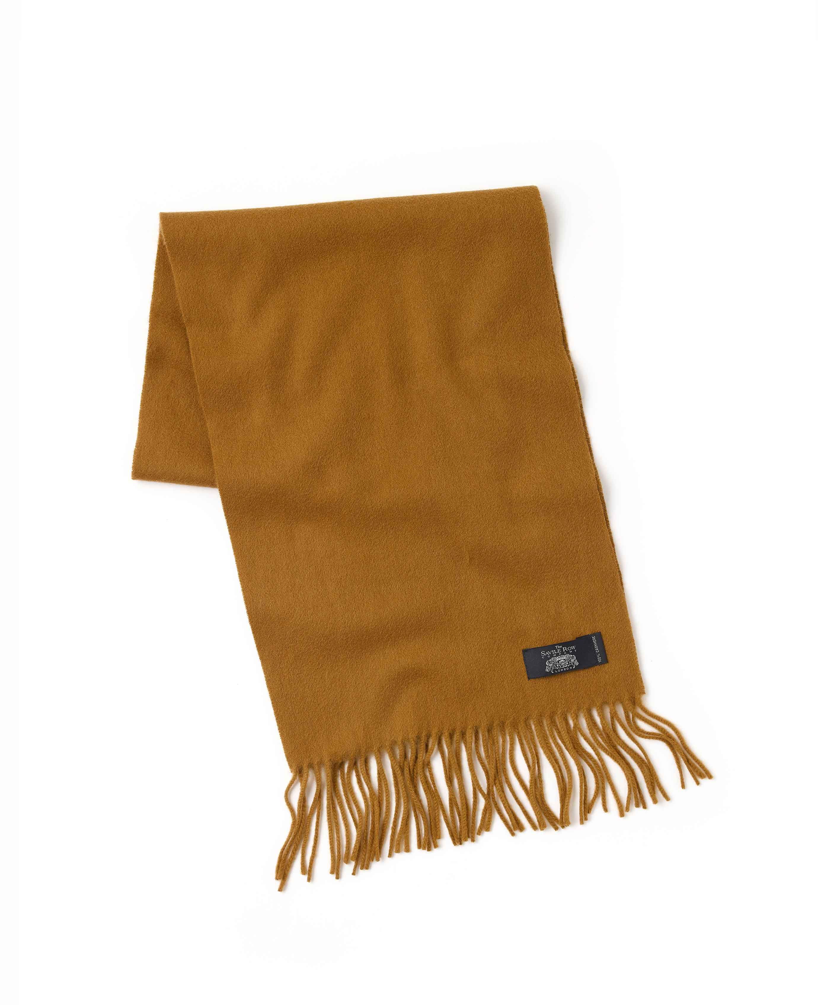 Men's Boxed 100% Cashmere Scarf in Camel | Savile Row Co
