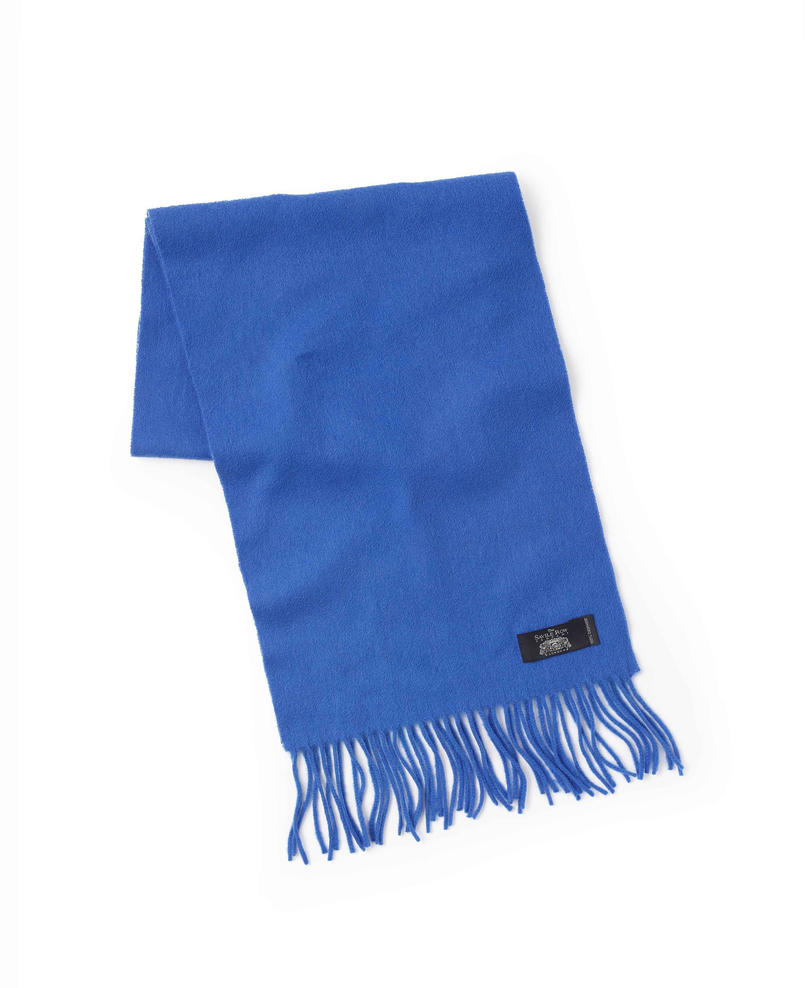 Men’s Boxed Cashmere Scarf in Cobalt Blue | Savile Row Co