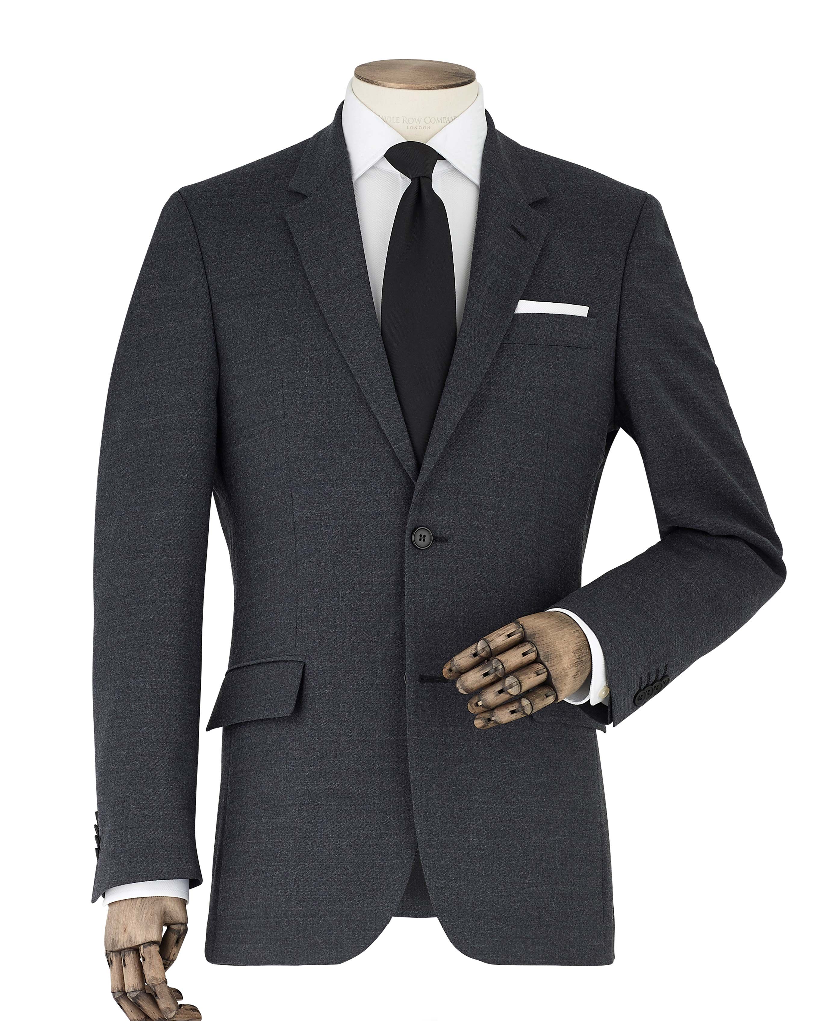 Men's Dark Grey Wool-Blend Tailored Fit Suit Jacket | Savile Row Co