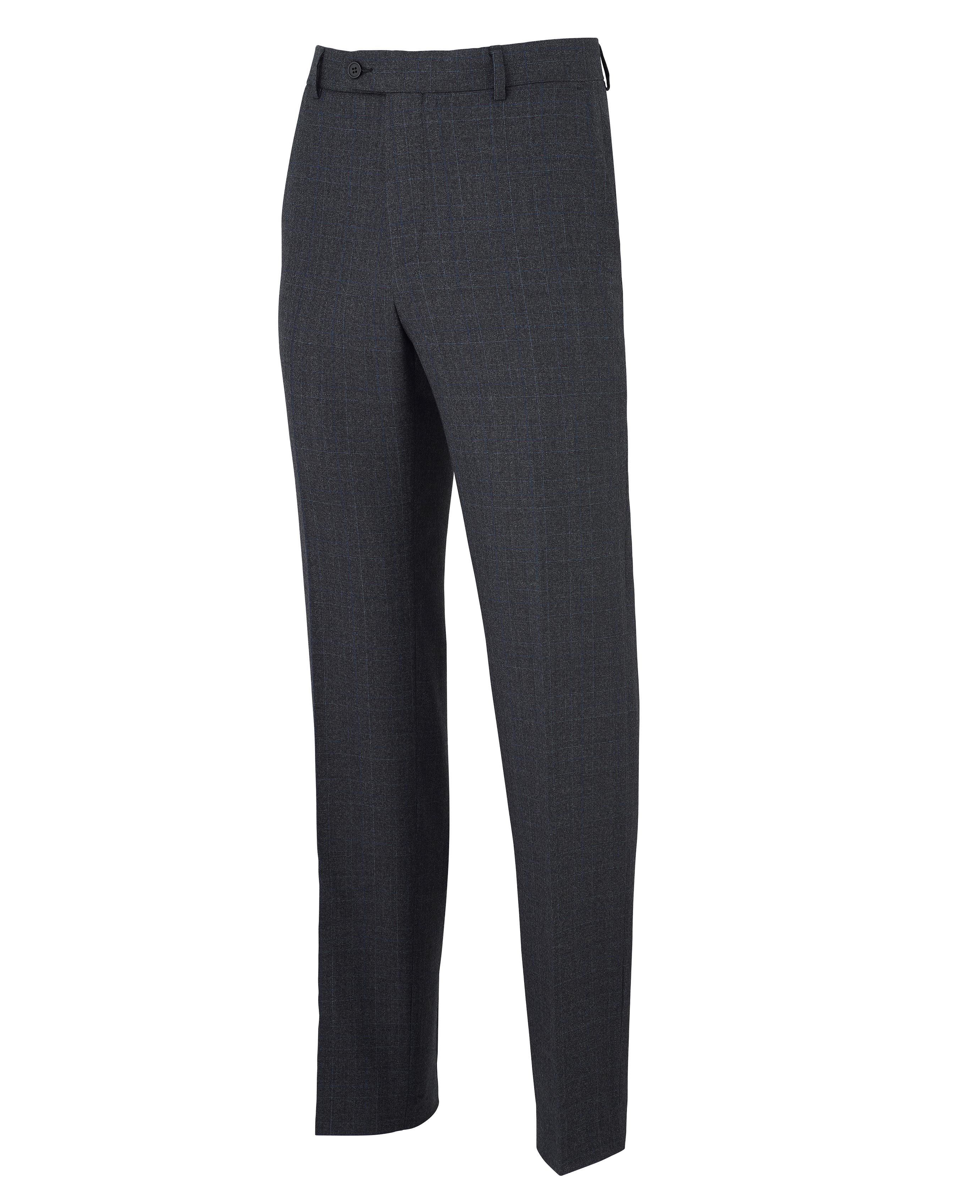 Men’s luxury grey check wool-blend tailored suit trousers | Savile Row Co