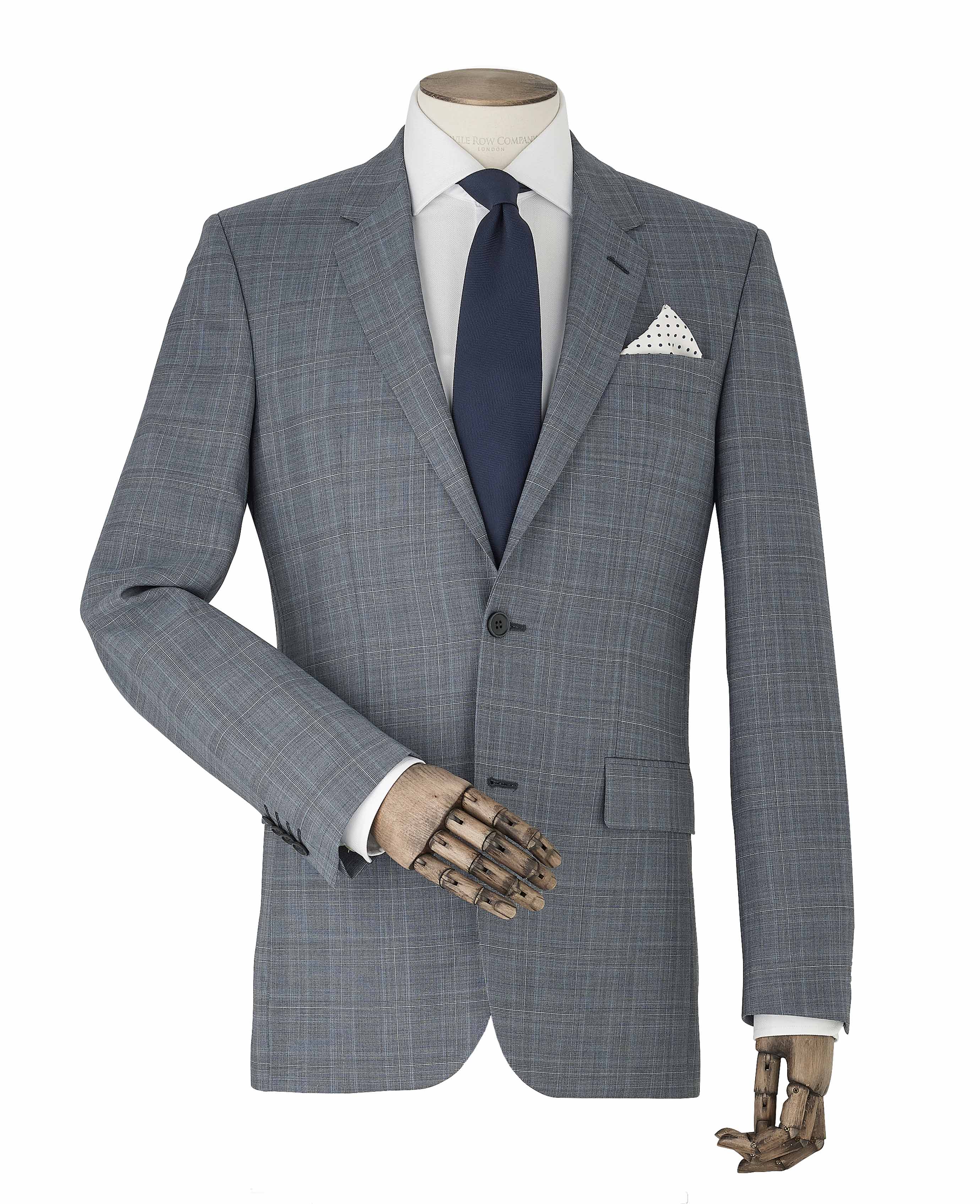 Men's Grey Windowpane Check Tailored Suit Jacket | Savile Row Co