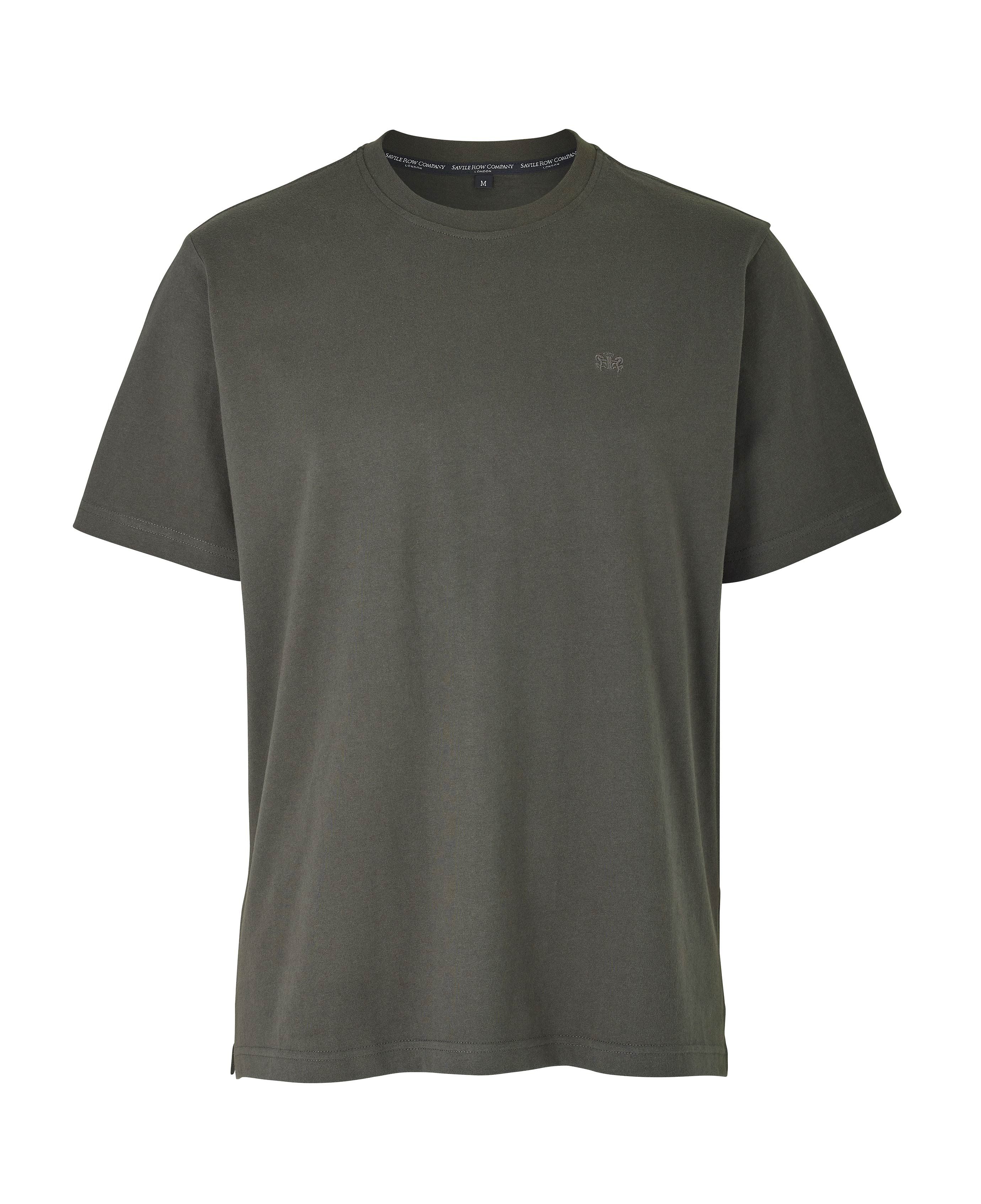 Men's Khaki Cotton Jersey Crew Neck T-Shirt | Savile Row Co