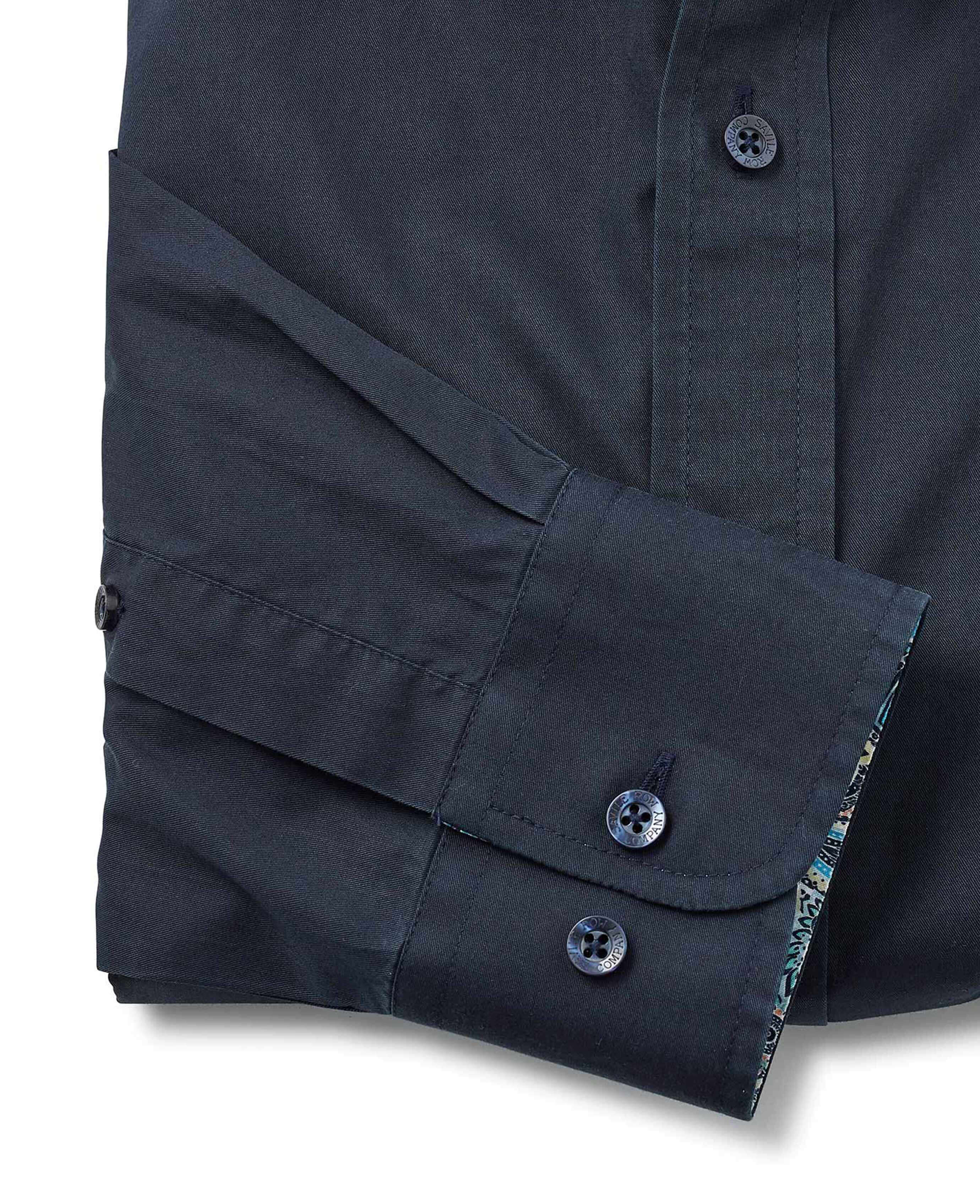 Navy Fine Twill Button-Down Casual Shirt