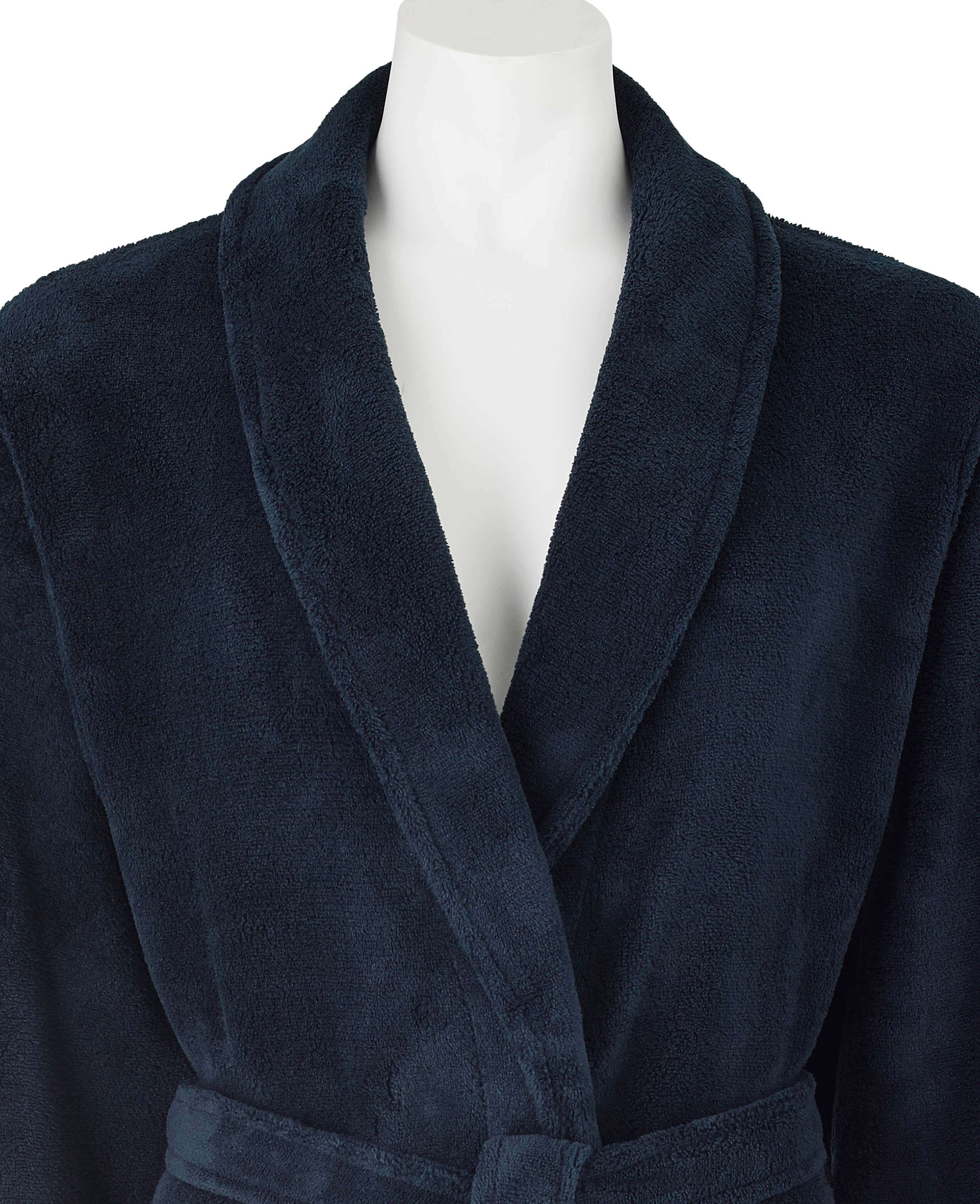 Womens Soft Fleece Dressing Gown In Navy | Savile Row Co