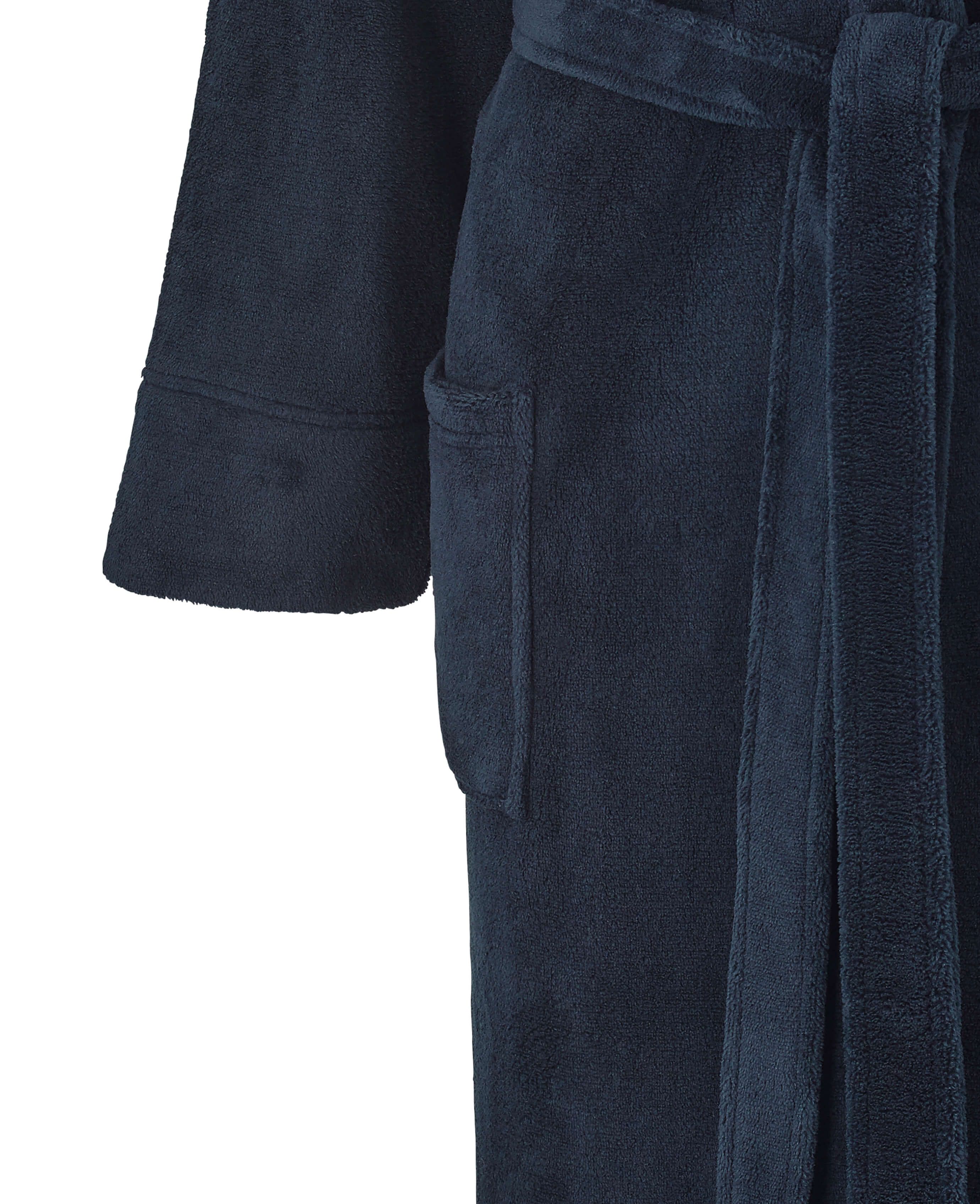 Women's luxury navy soft fleece dressing gown with pockets