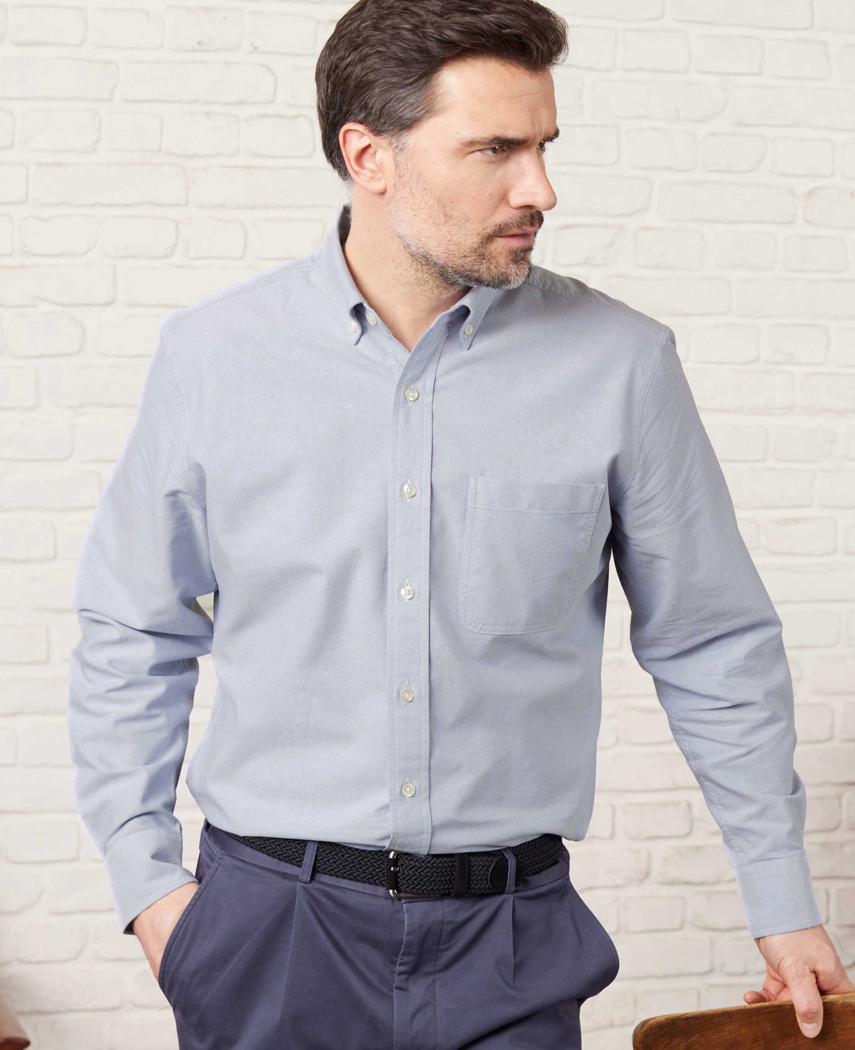 Men’s Light Denim Blue Classic Fit Oxford Shirt | Savile Row Co