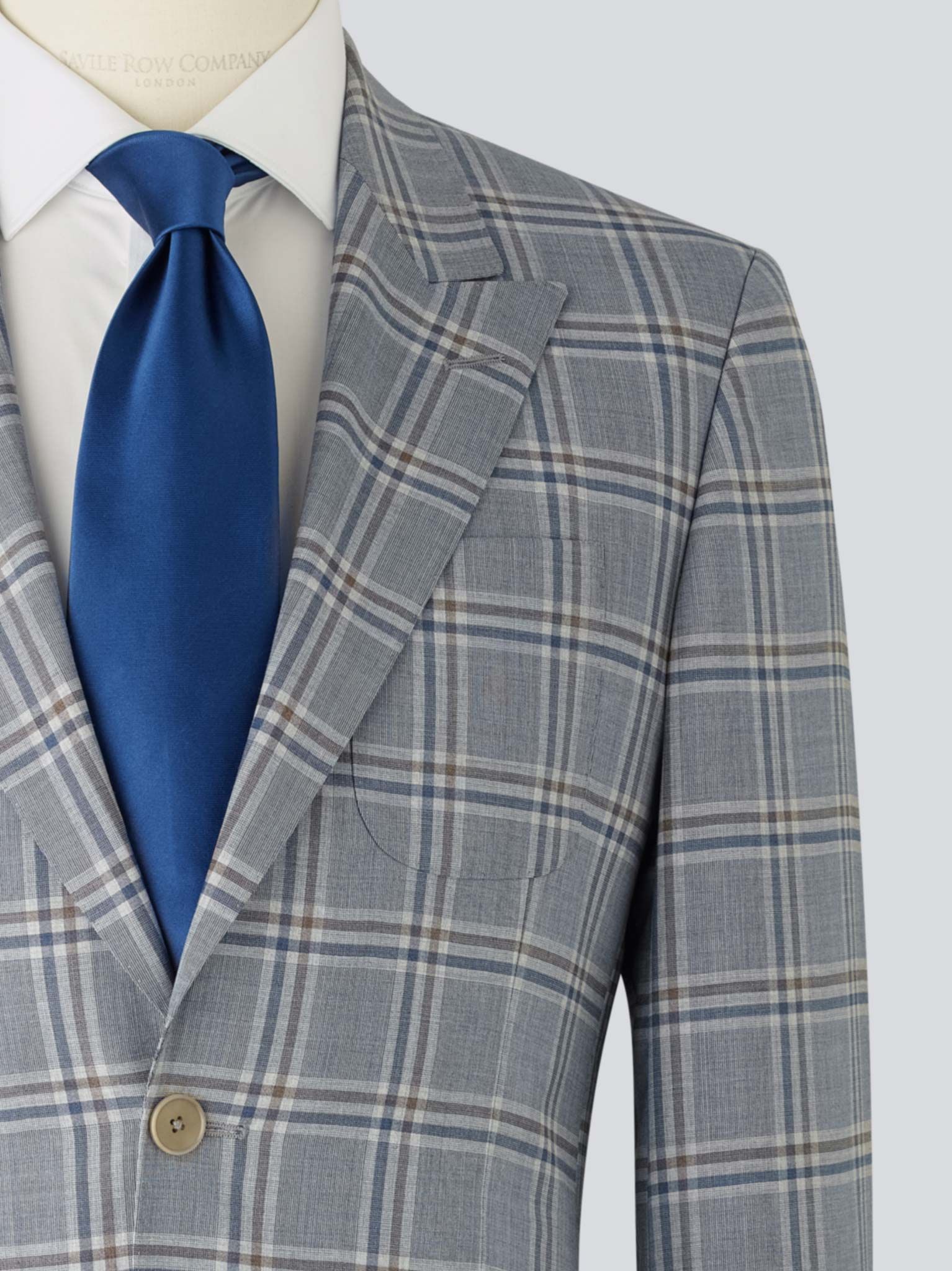 Men’s Tailored Jacket in Pale Blue Check | Savile Row Co