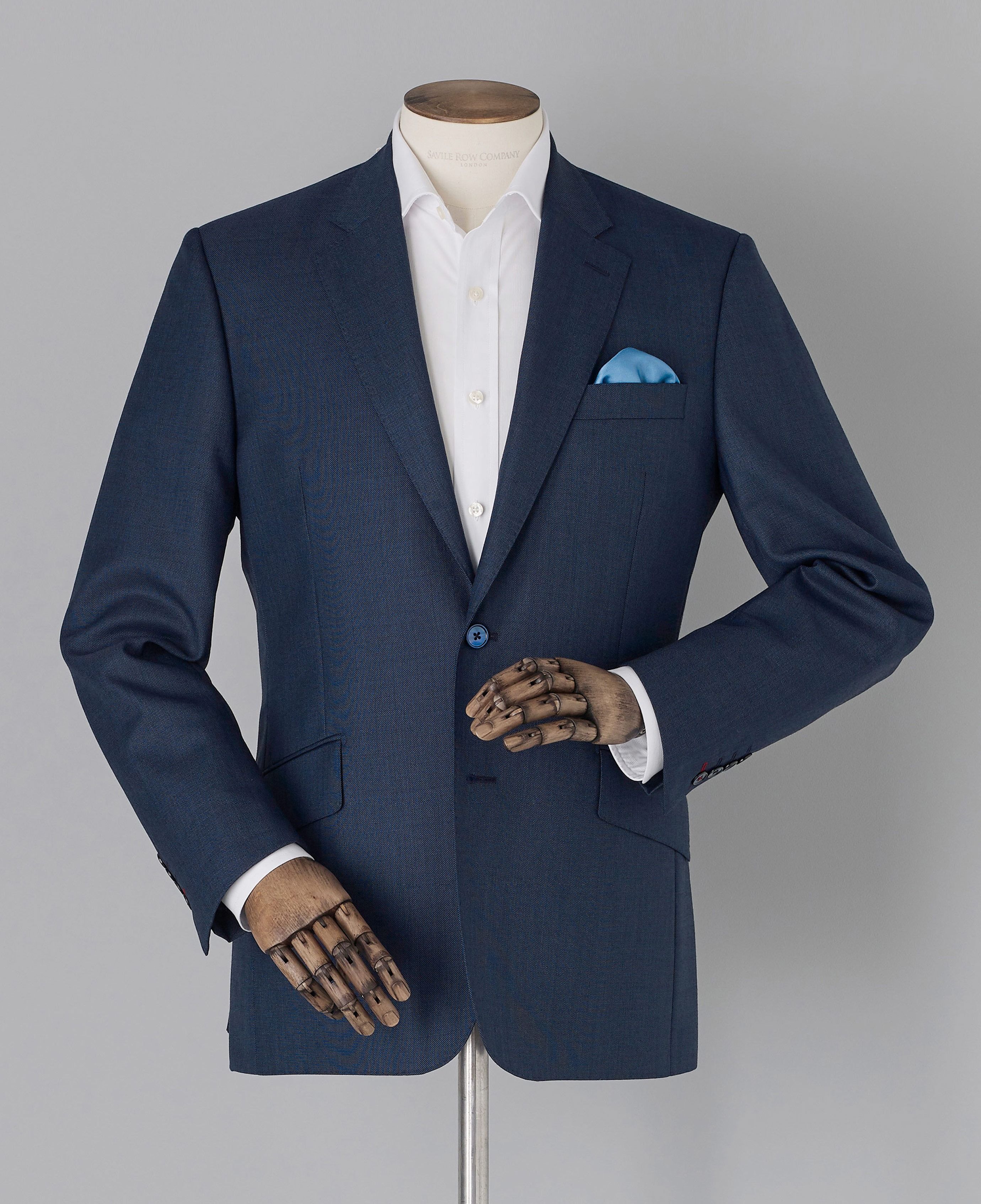 Mens Luxury Blue Birdseye Tailored Jacket | Savile Row Co