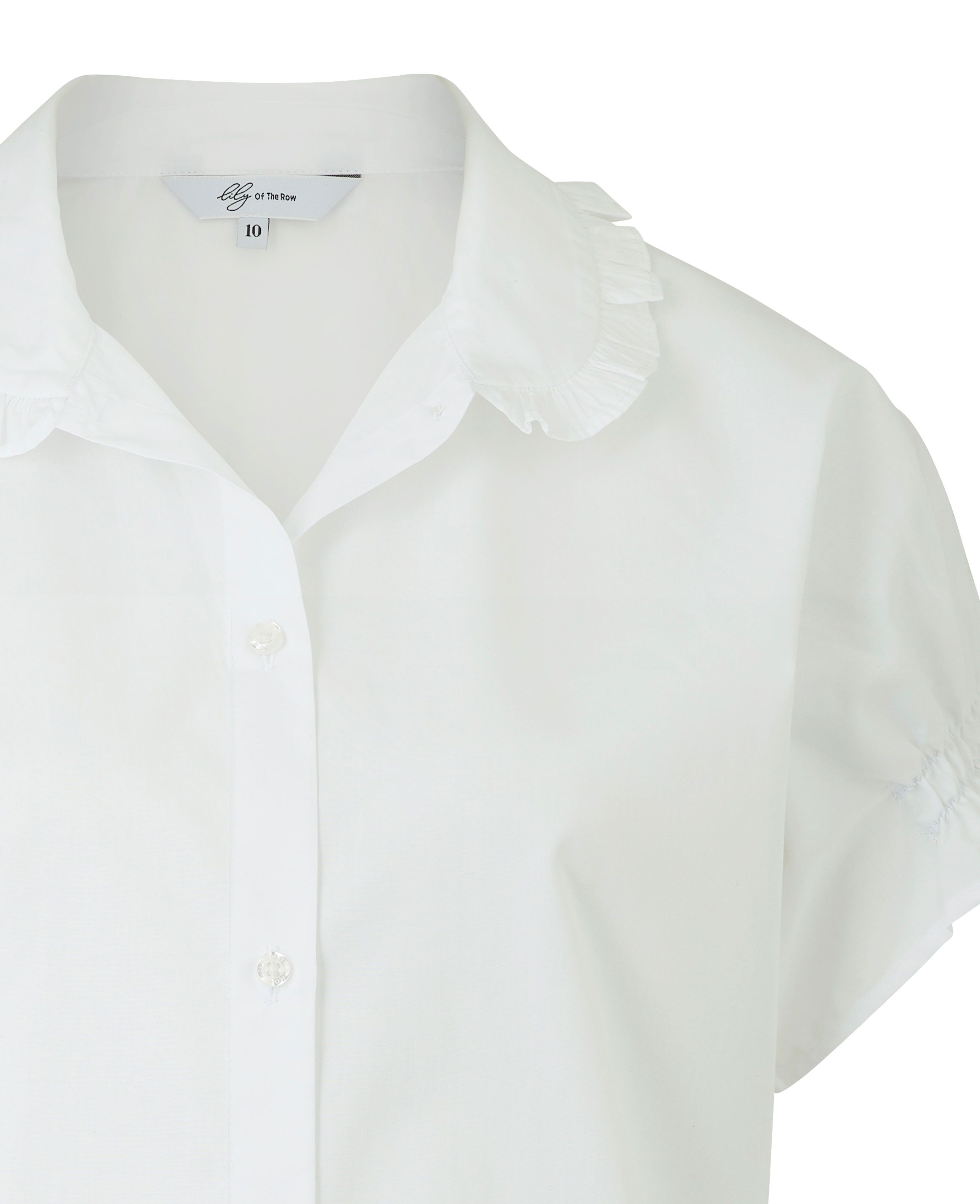 Women's Short Sleeve Frilled Shirt in White