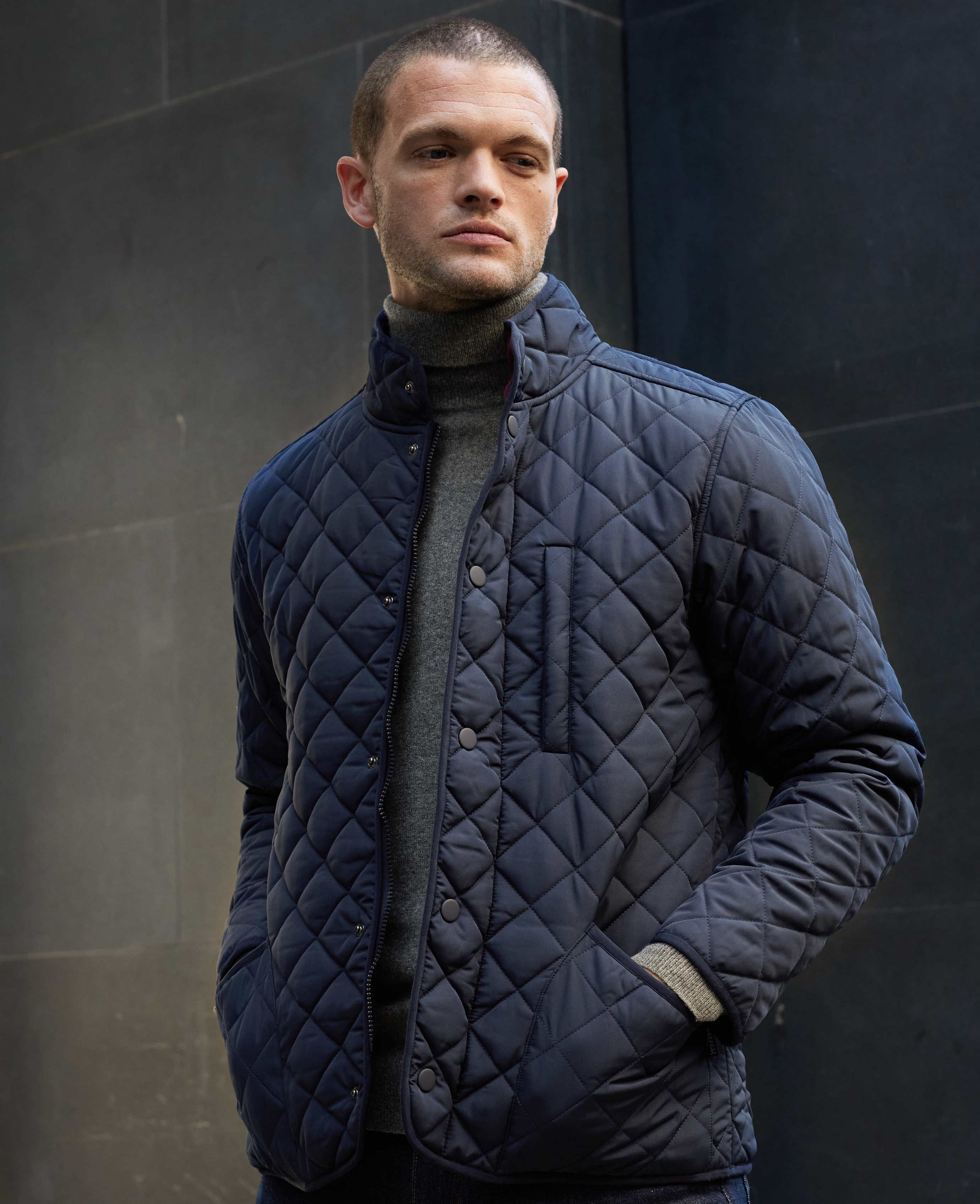 Men's Navy Quilted Jacket | Savile Row Co