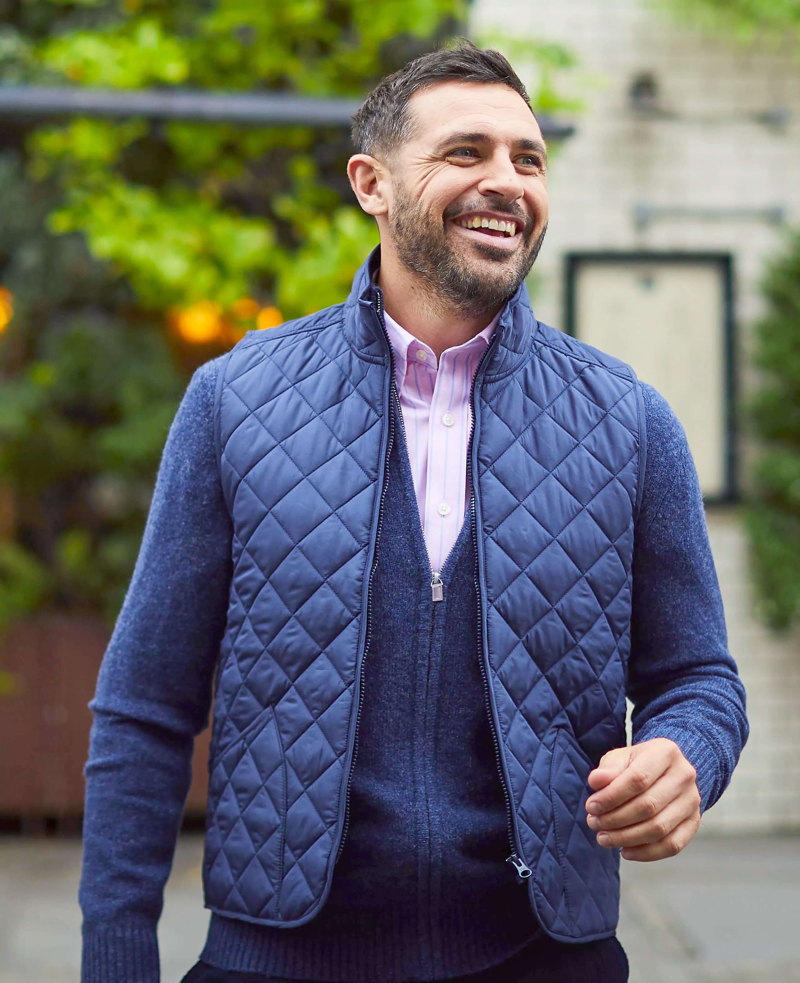 Mens Navy Quilted Gilet | Savile Row Co