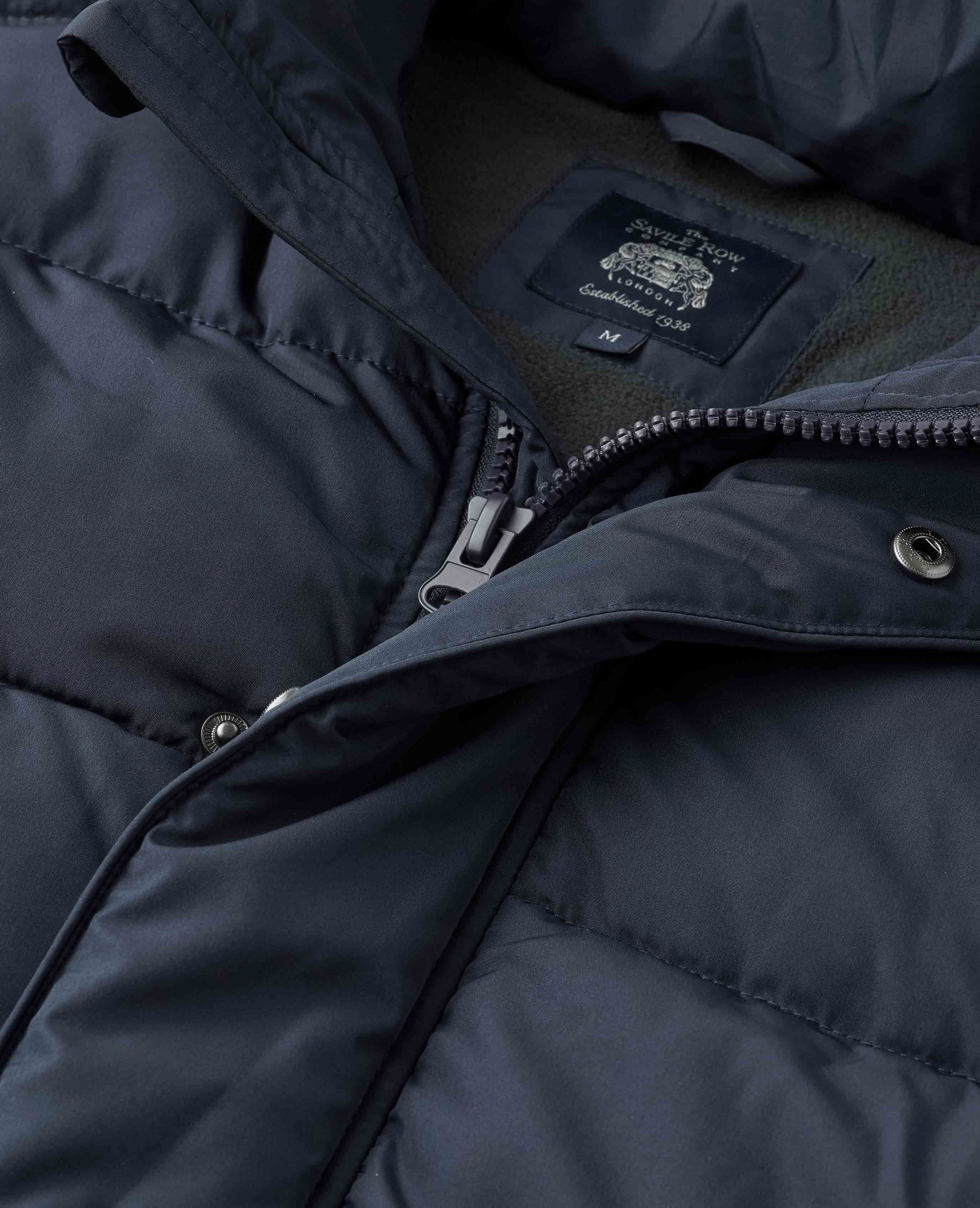 Men's 100% Recycled Puffer Jacket in Navy | Savile Row Co