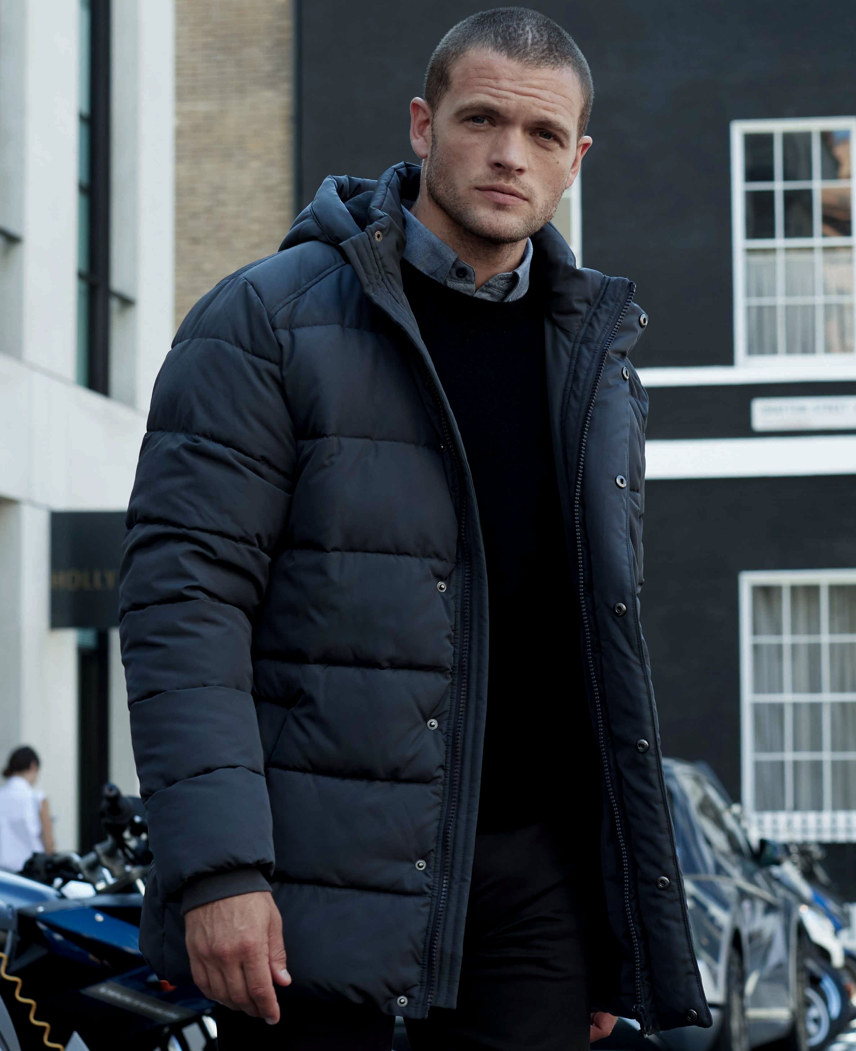 Men's 100% Recycled Puffer Jacket in Navy
