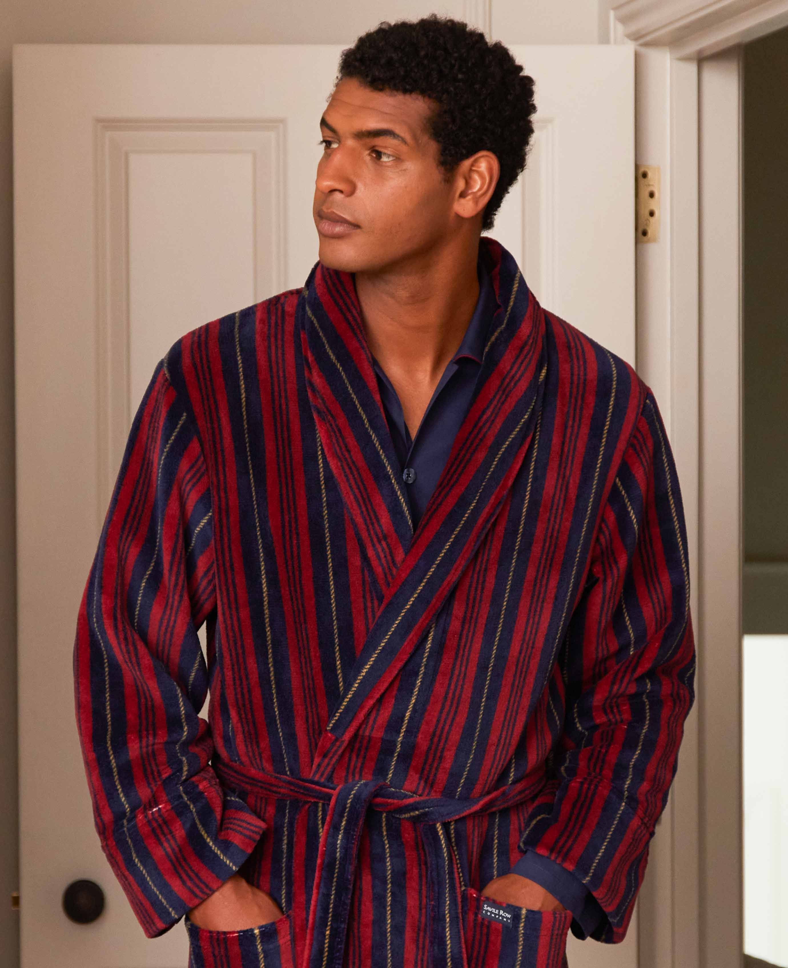 Mens Super Soft Fleece Dressing Gown In Navy | Savile Row Co