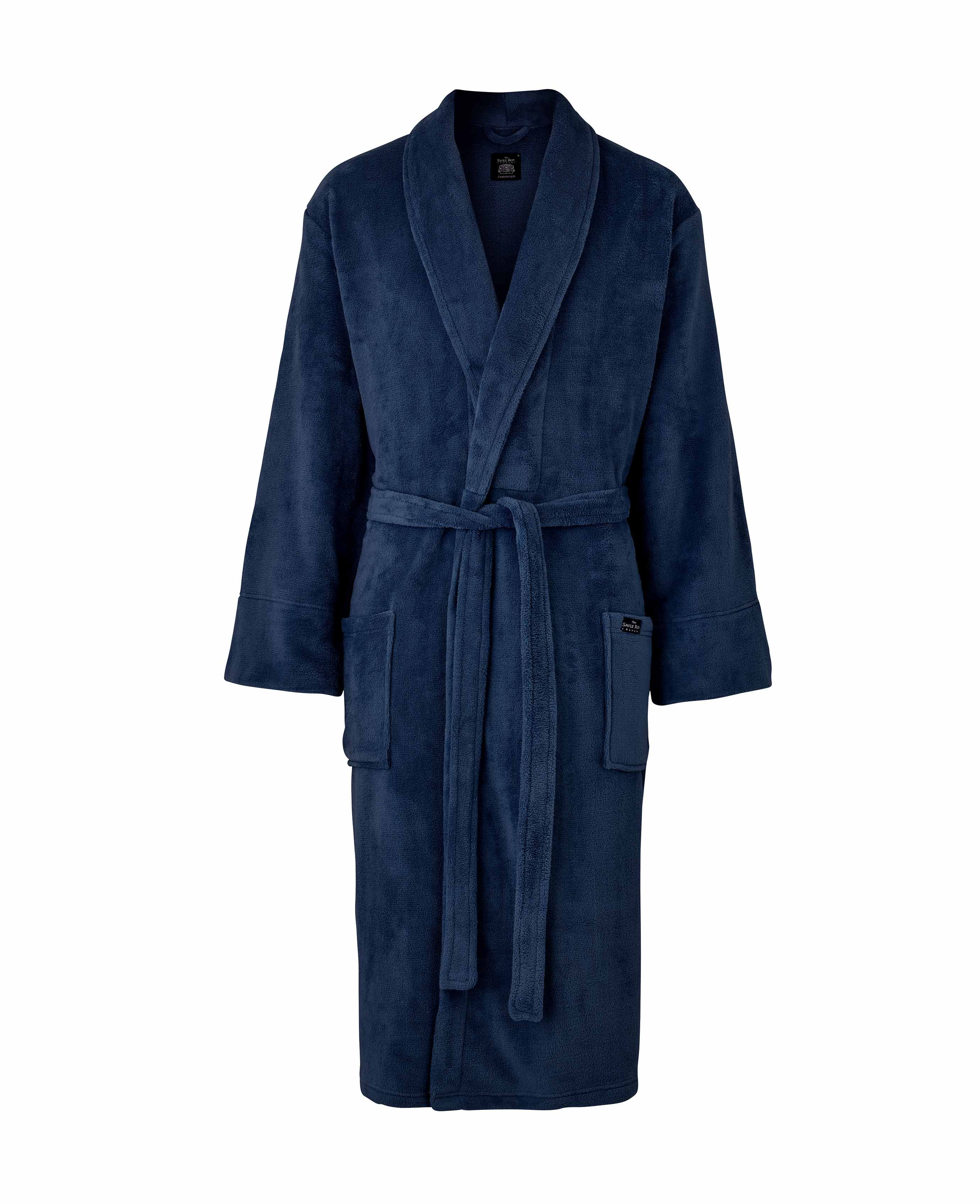 Men's Navy Super Soft Fleece Dressing Gown | Savile Row Co