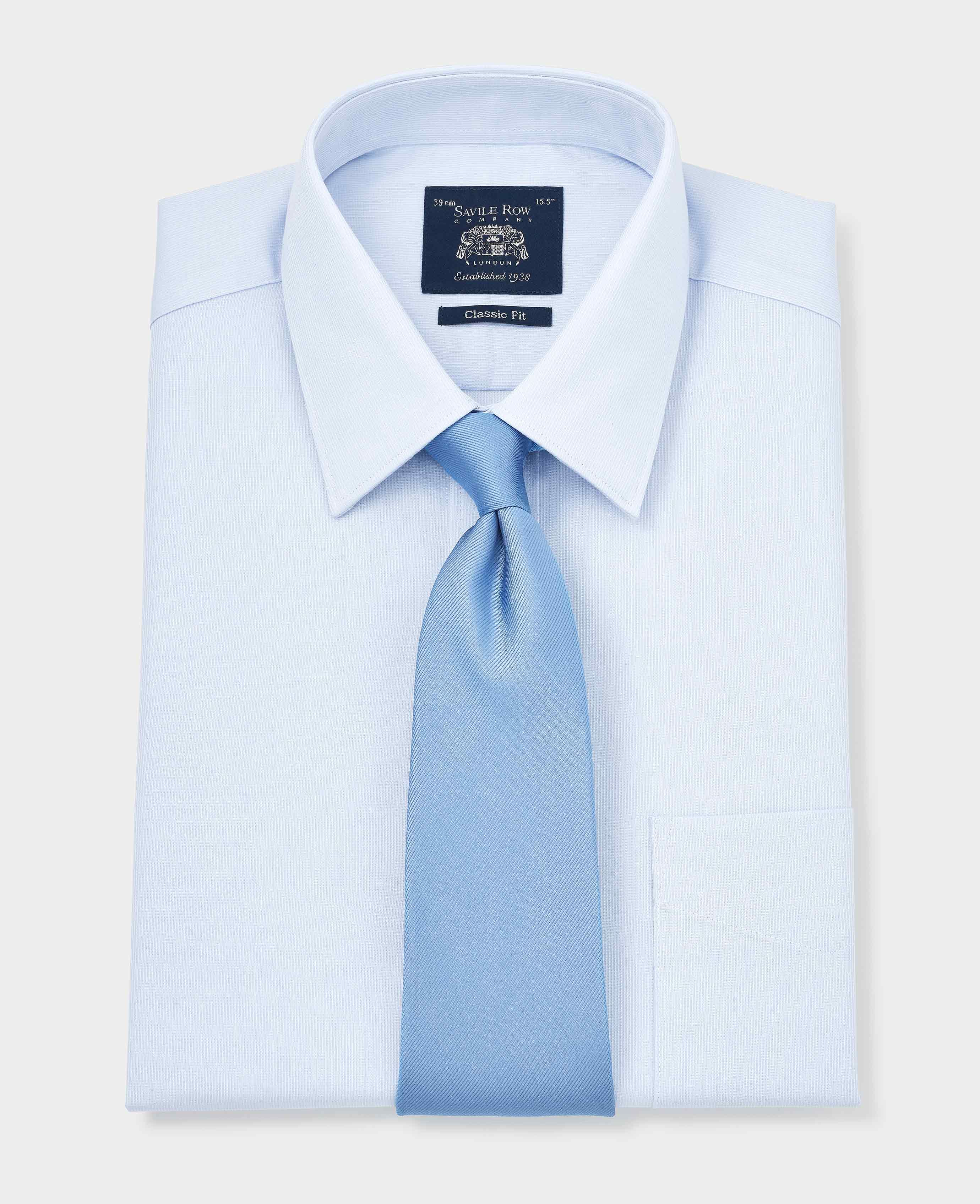Men's Sky Blue Classic Fit Formal Shirt With Single Cuffs | Savile Row Co
