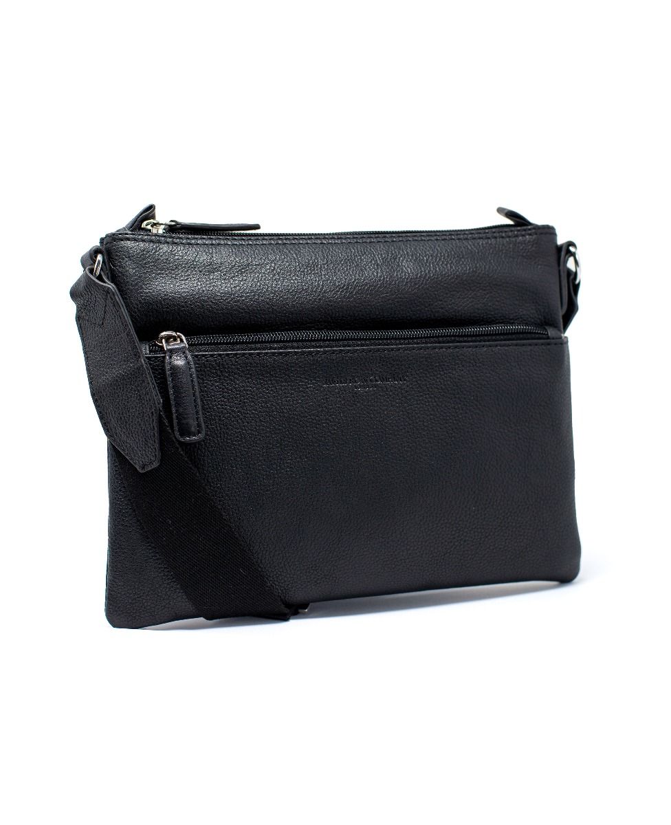 Men's Black Leather Laptop Case With Shoulder Strap | Savile Row Co