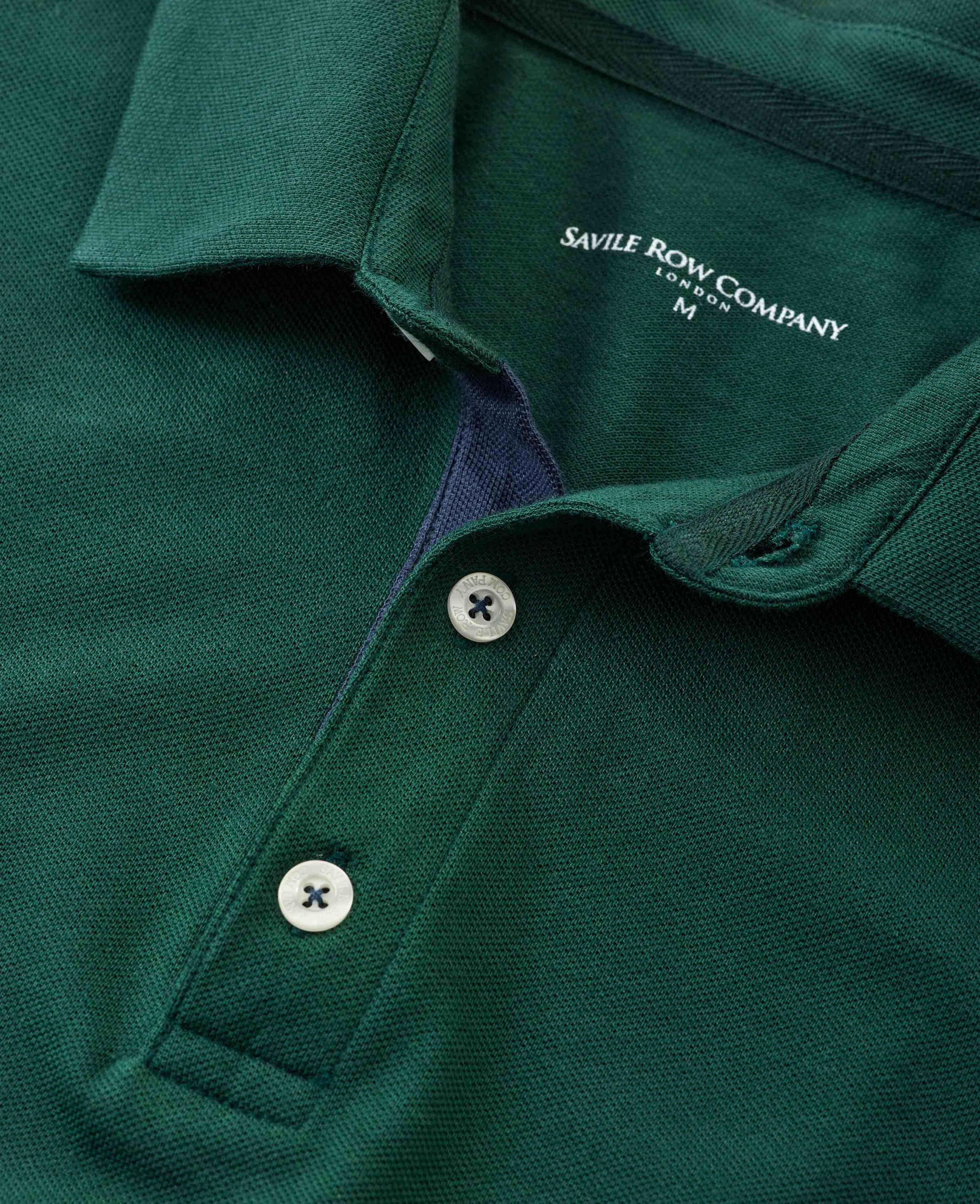 Men's Green Cotton Polo Shirt In Cotton Pique | Savile Row Co