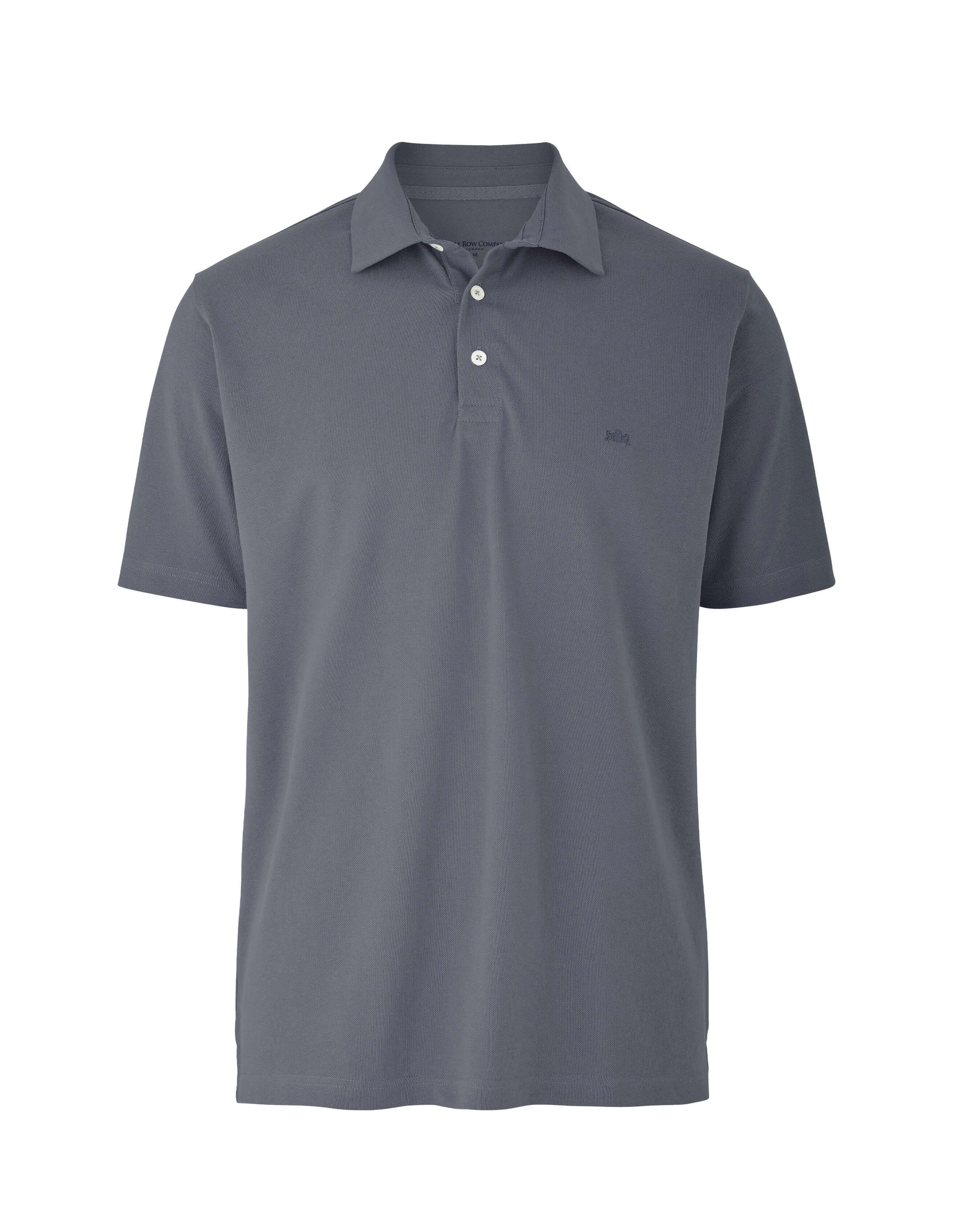 Men’s grey short sleeve polo shirt in classic fit shape | Savile Row Co