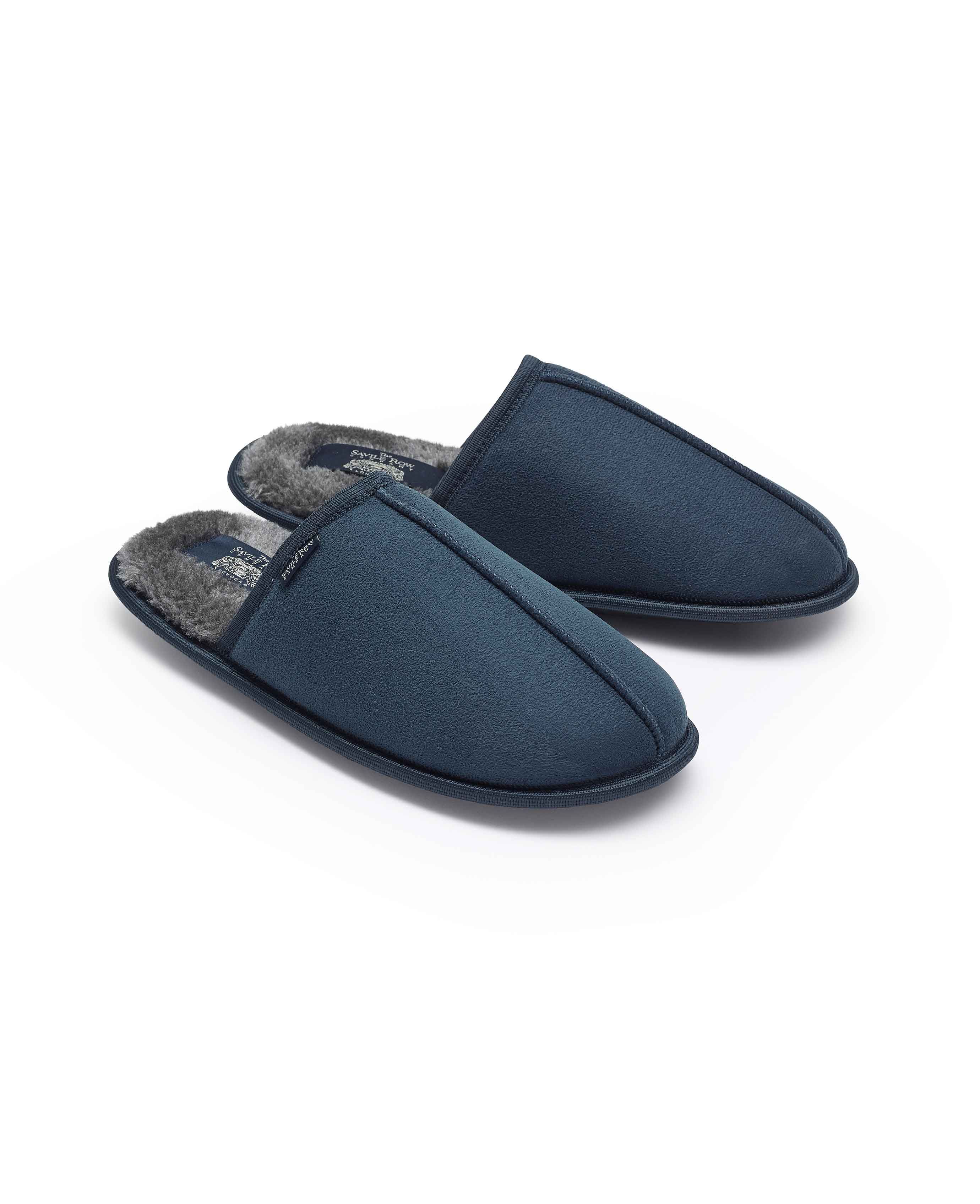 Mens Luxury Slippers Navy Blue UK Size 7 Rubber Sole Slip On Comfort NEW  TAGS | eBay