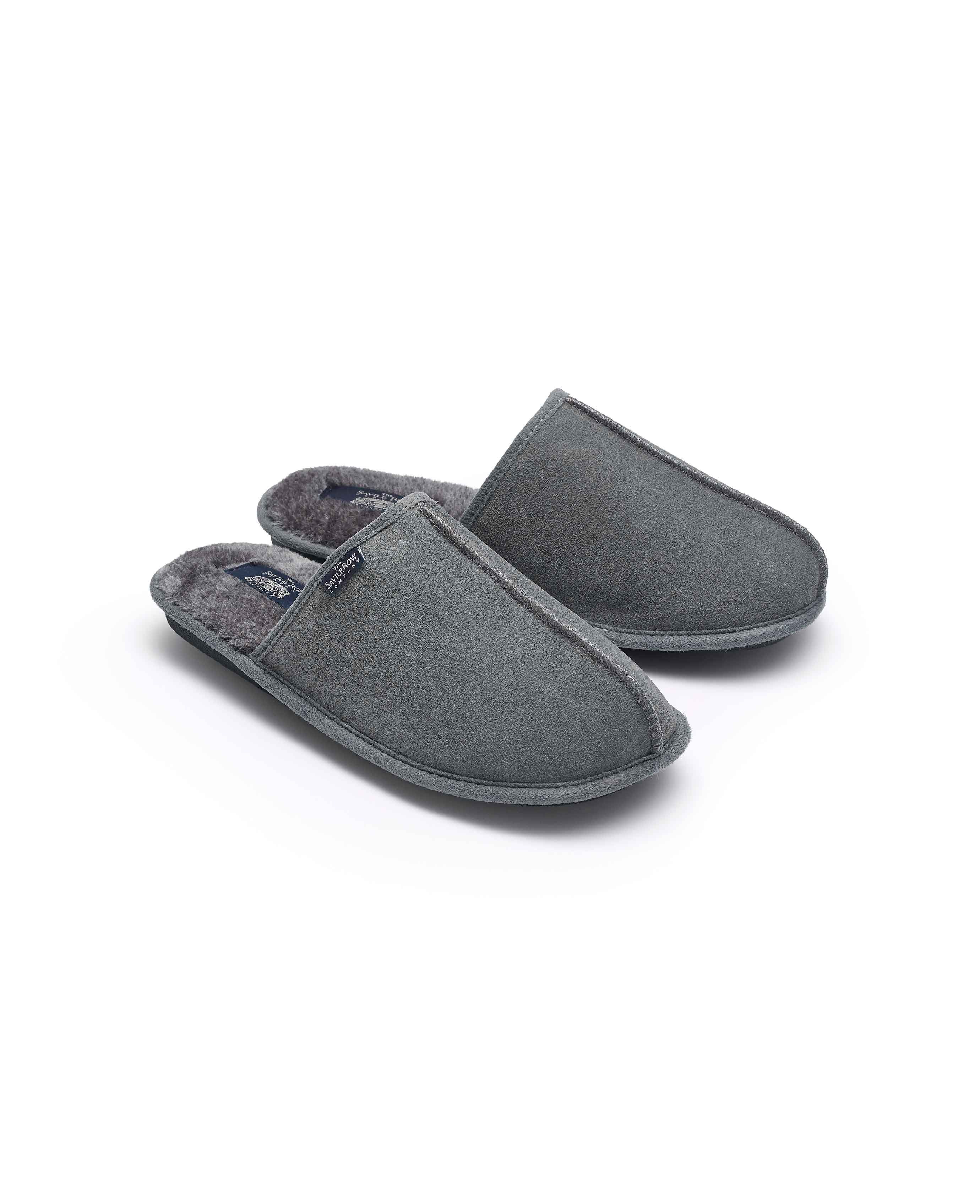 Men's Grey Calfskin Mule Slippers | Savile Row Co