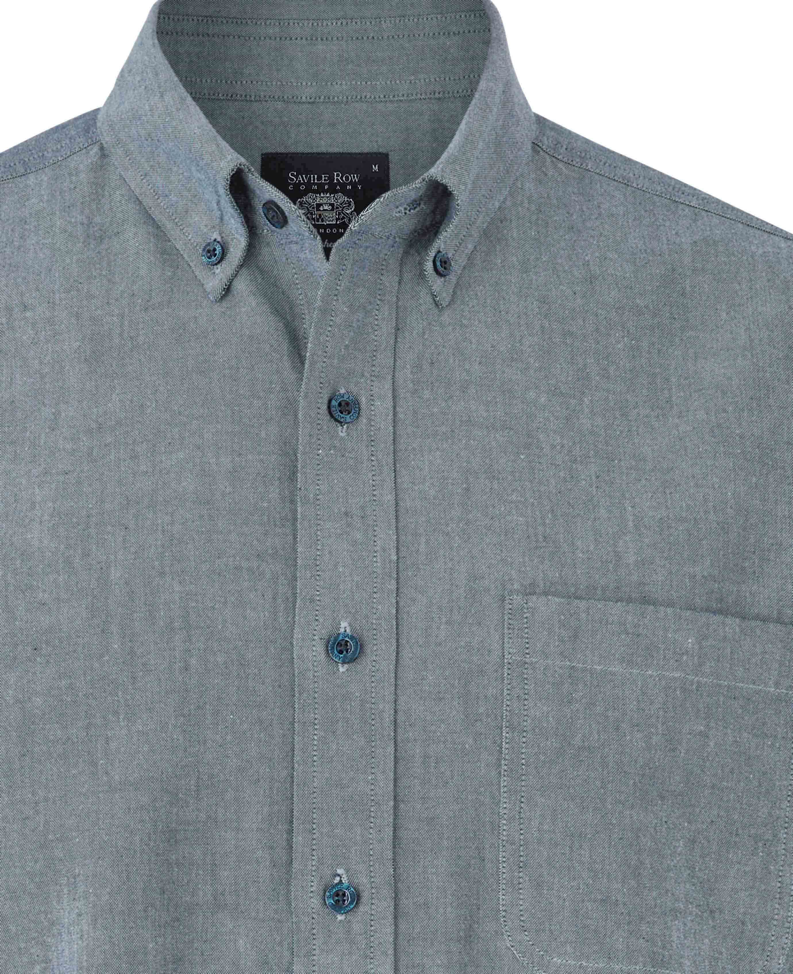 Men's Navy Chambray Oxford Casual Shirt | Savile Row Co
