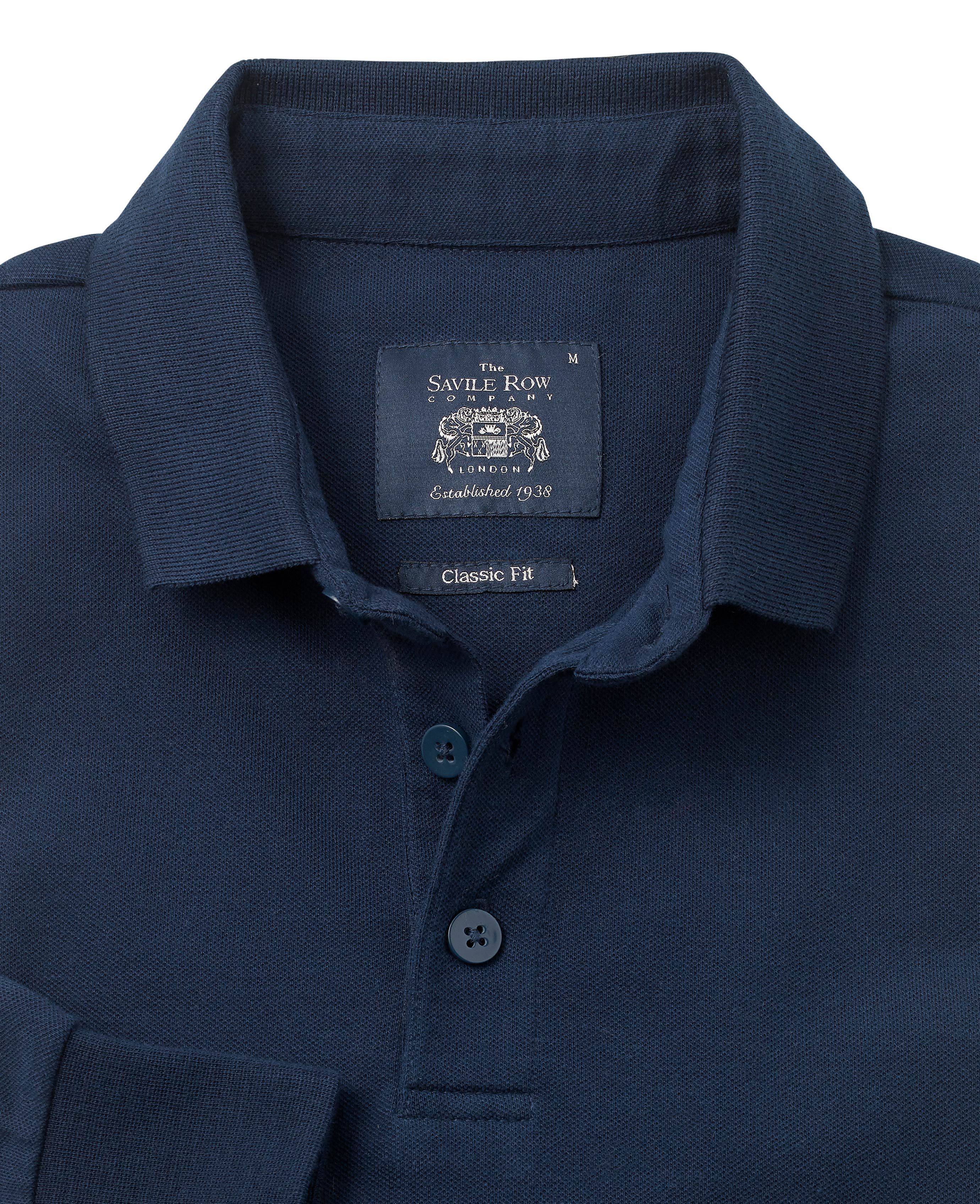 Navy Classic Fit Long Sleeve Polo Shirt .