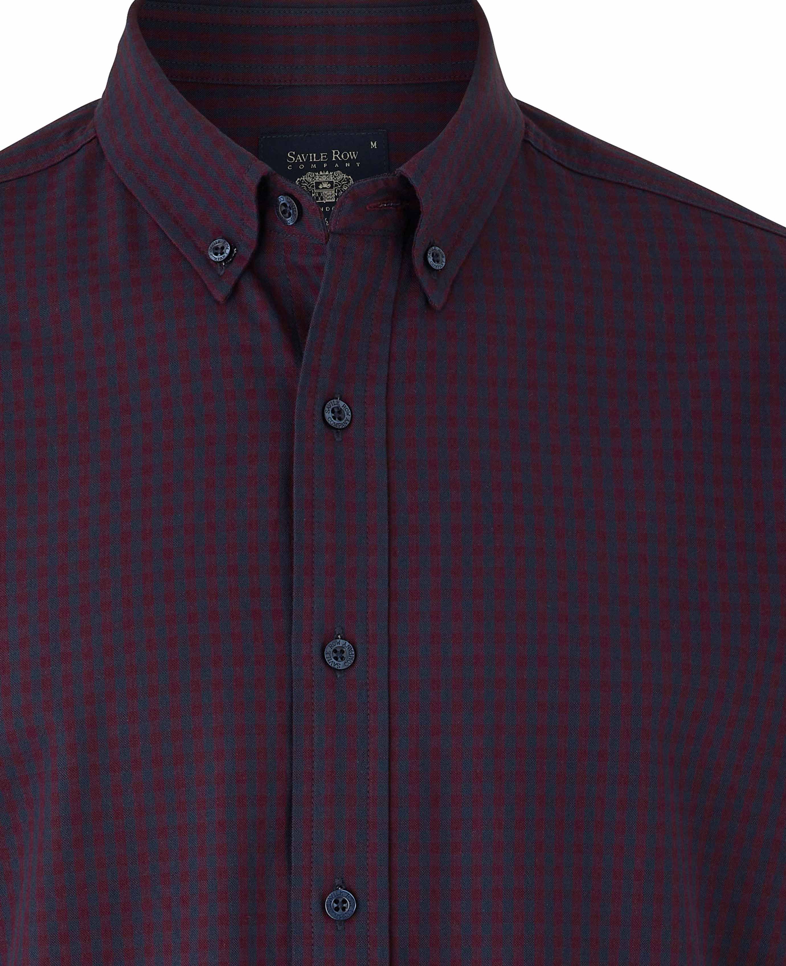 Men’s Gingham Oxford Shirt in Navy & Maroon | Savile Row Co