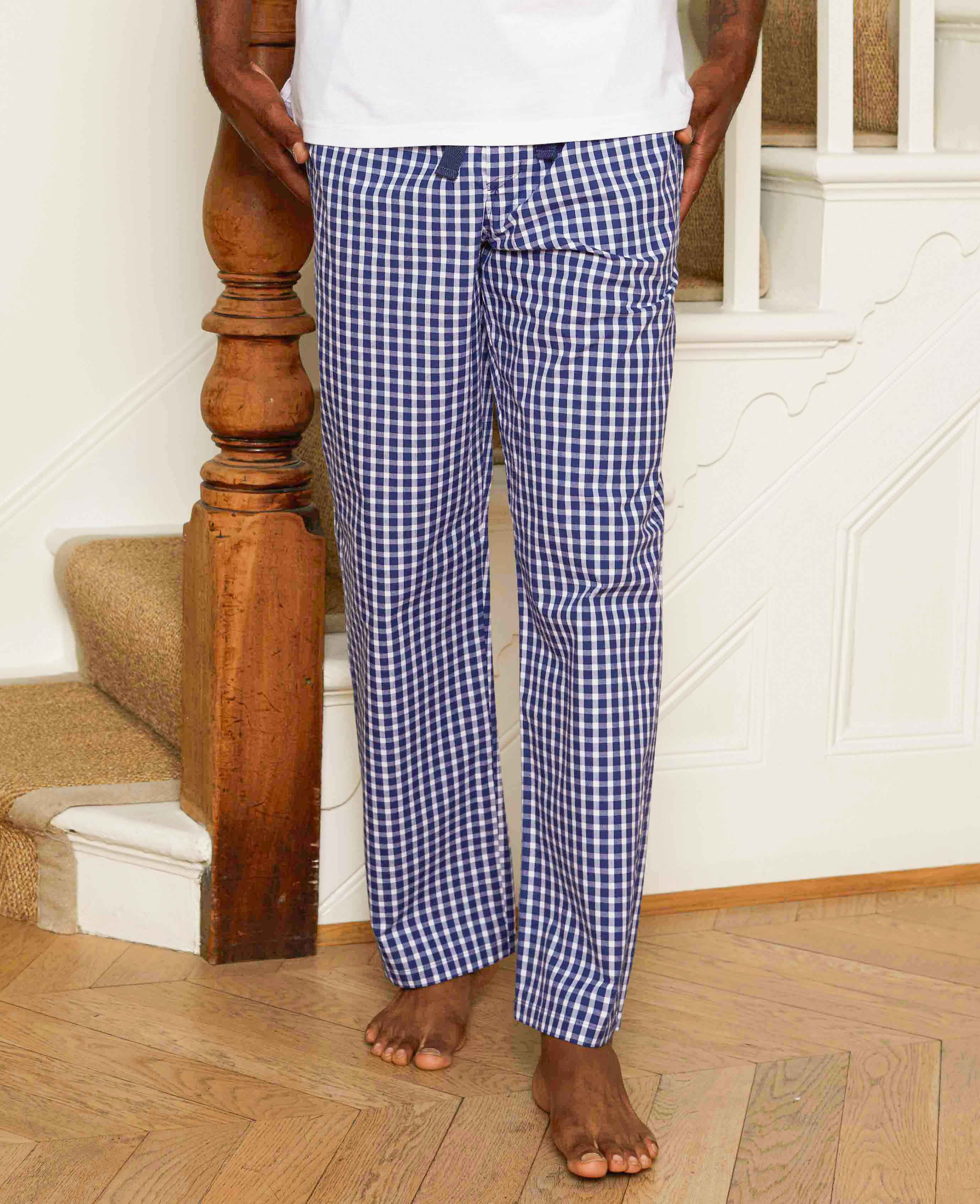 Men's Classic Check Lounge Pants in Navy White