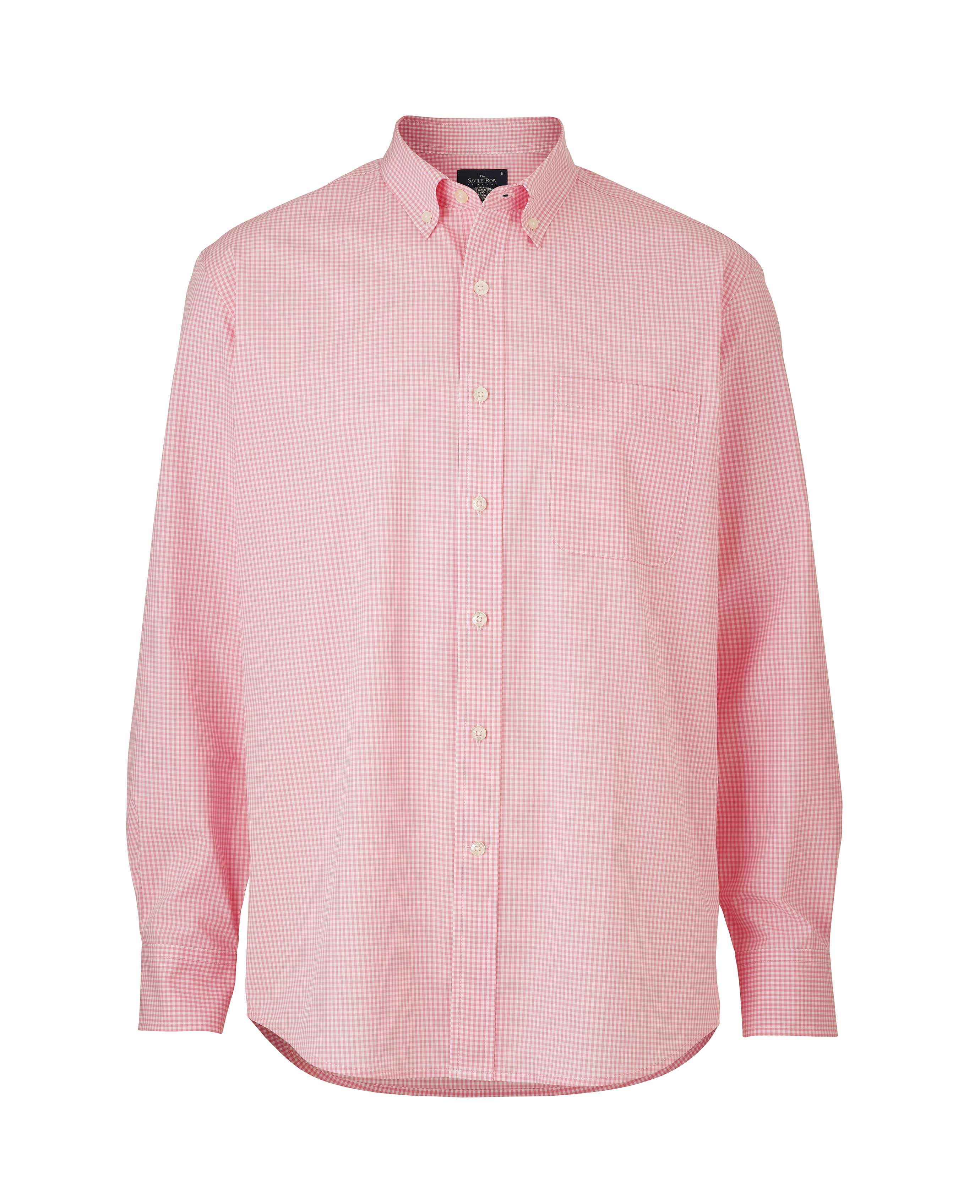 Men’s Pink Gingham Check Classic Fit Shirt | Savile Row Co