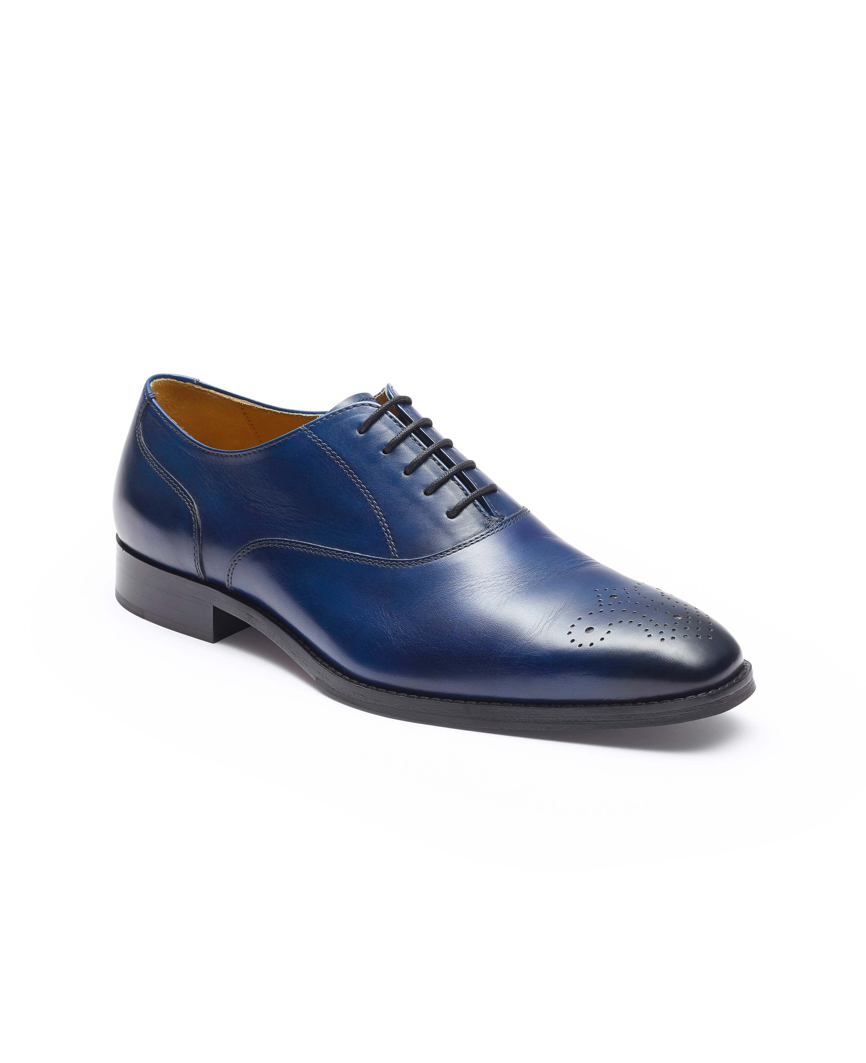 Men’s Blue Leather Hand-Painted Oxford Shoes | Savile Row Co