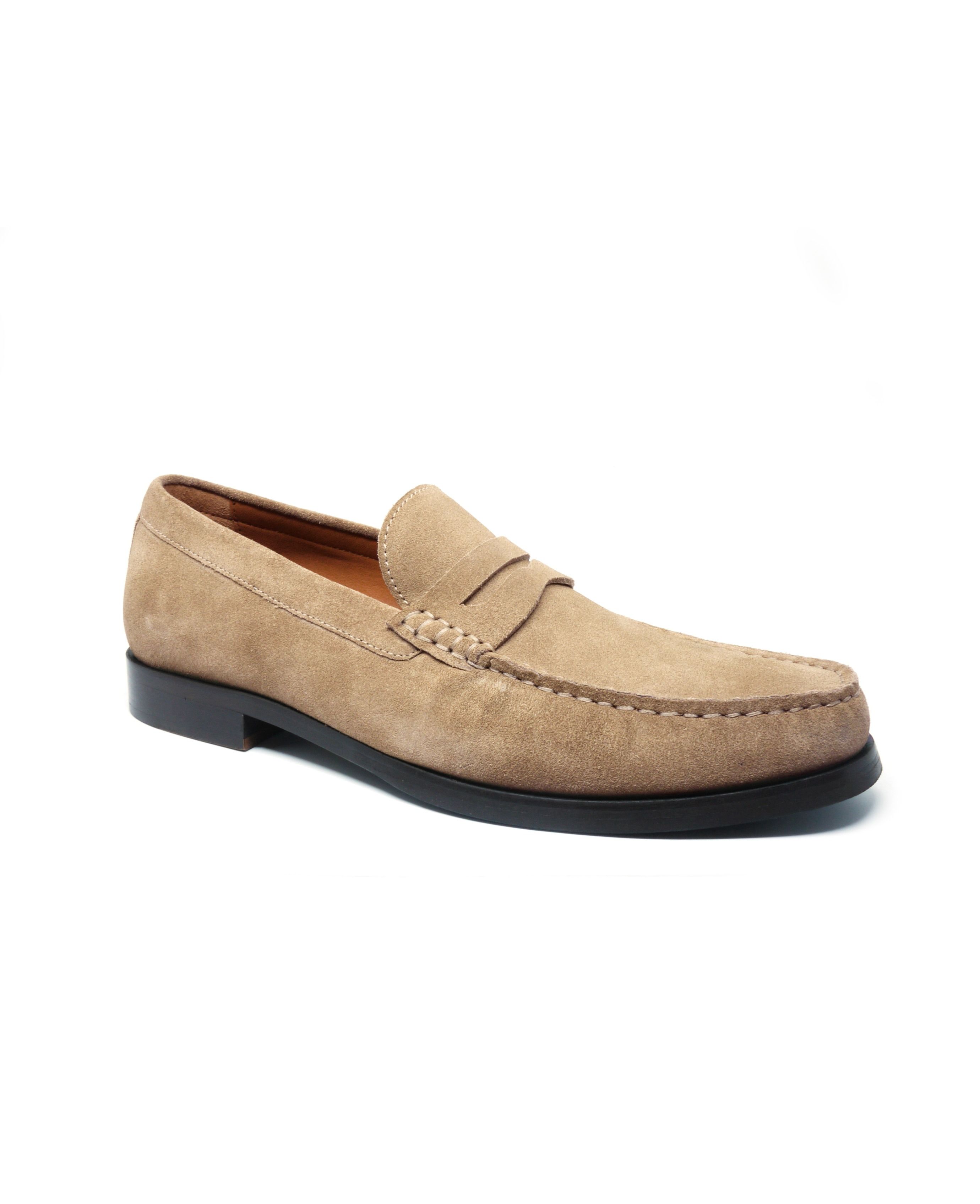 Mens Sand Suede Loafers | Savile Row Co
