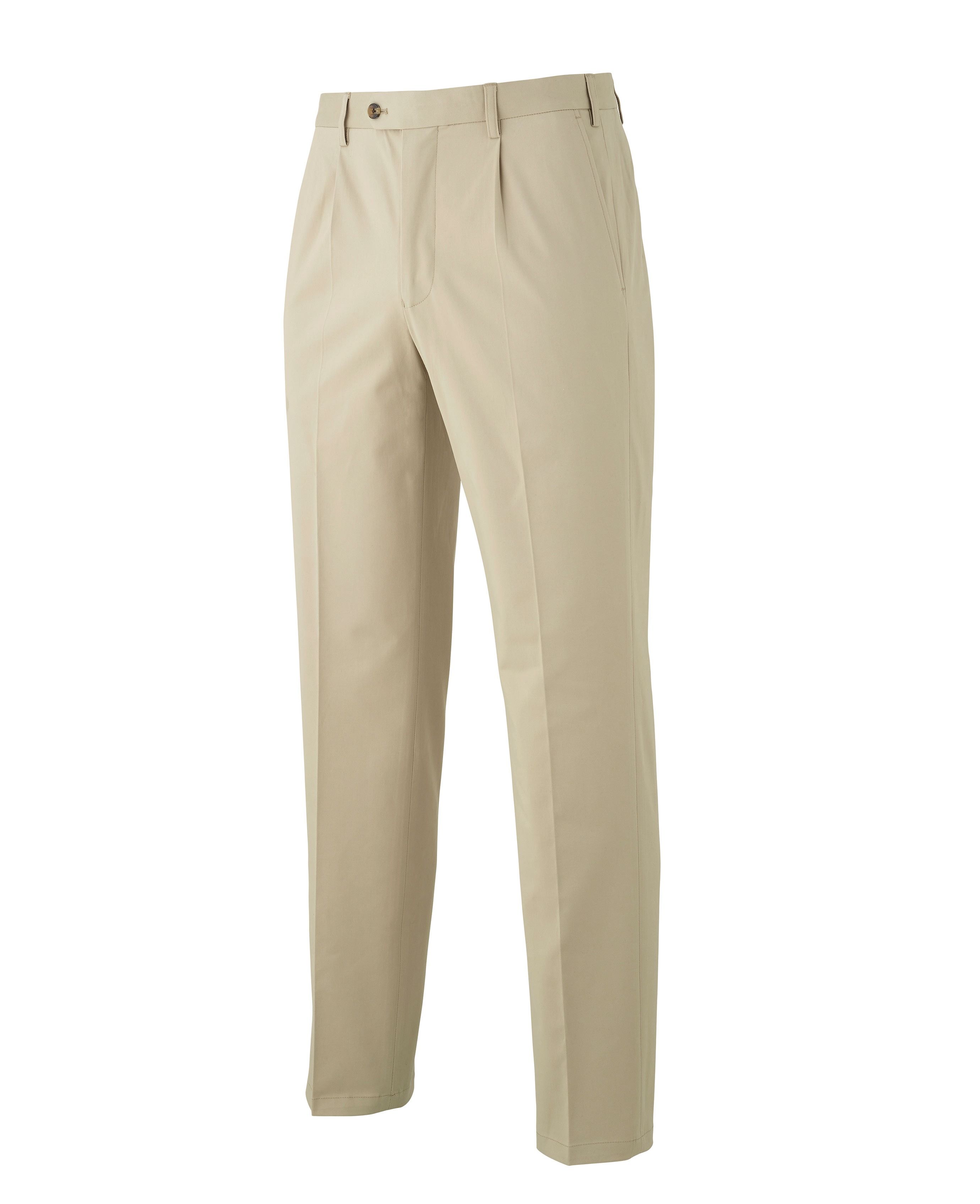 Men's Stone Pleat Front Stretch Cotton Classic Fit Chinos