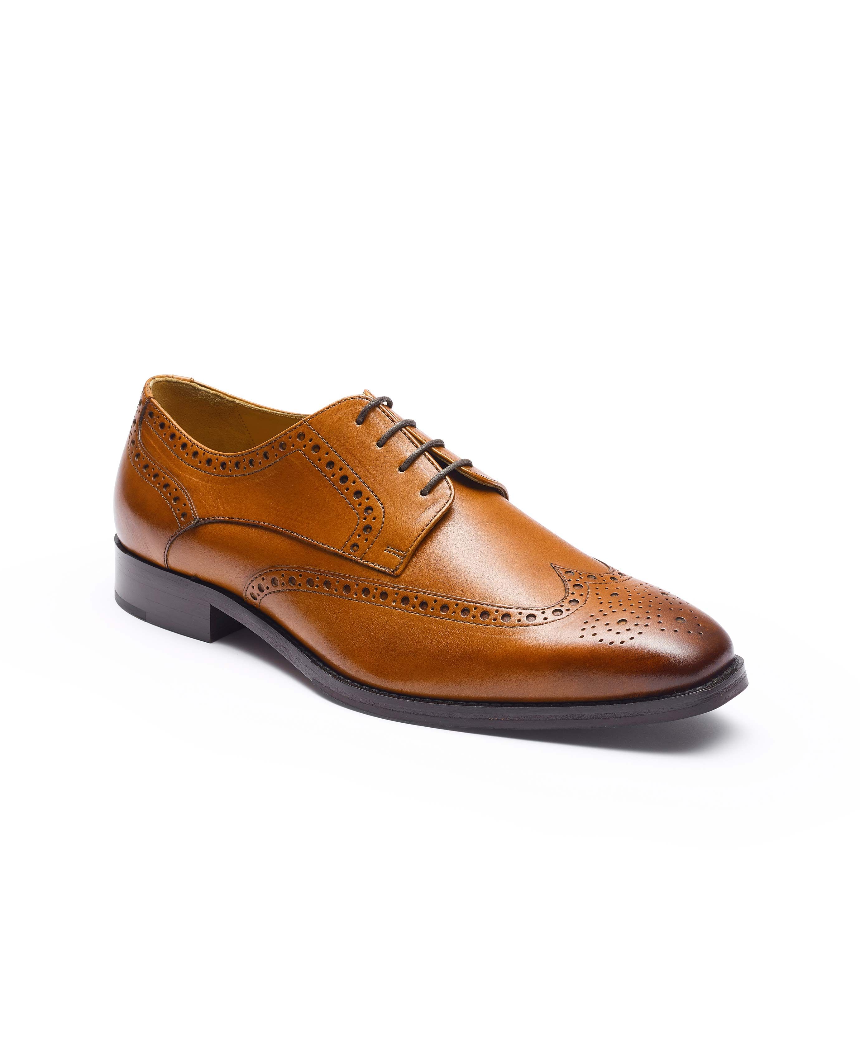 Men's Tan Hand-Painted Leather Derby Brogues | Savile Row Co