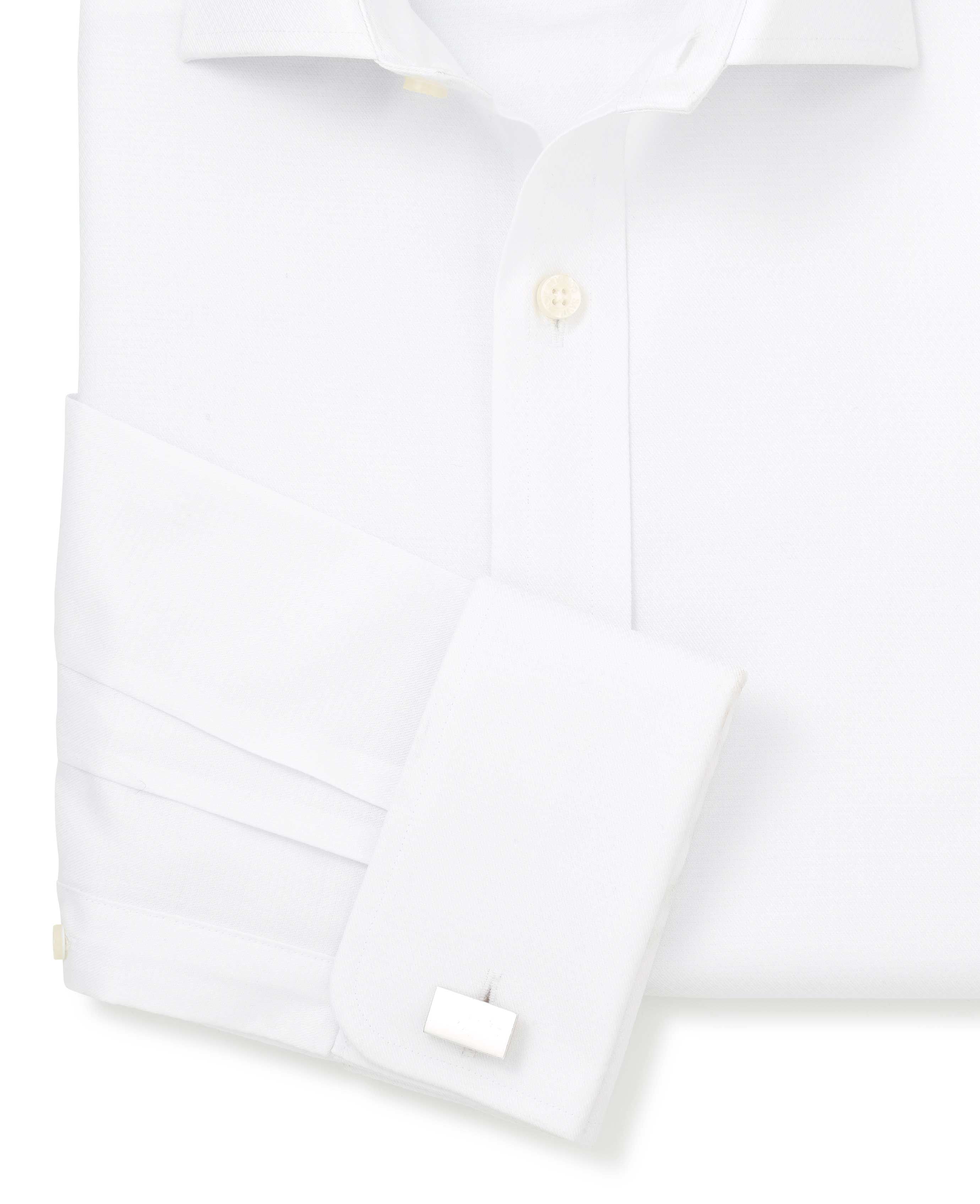 Men's White Diamond Dobby Slim Fit Formal Shirt With Double Cuffs ...