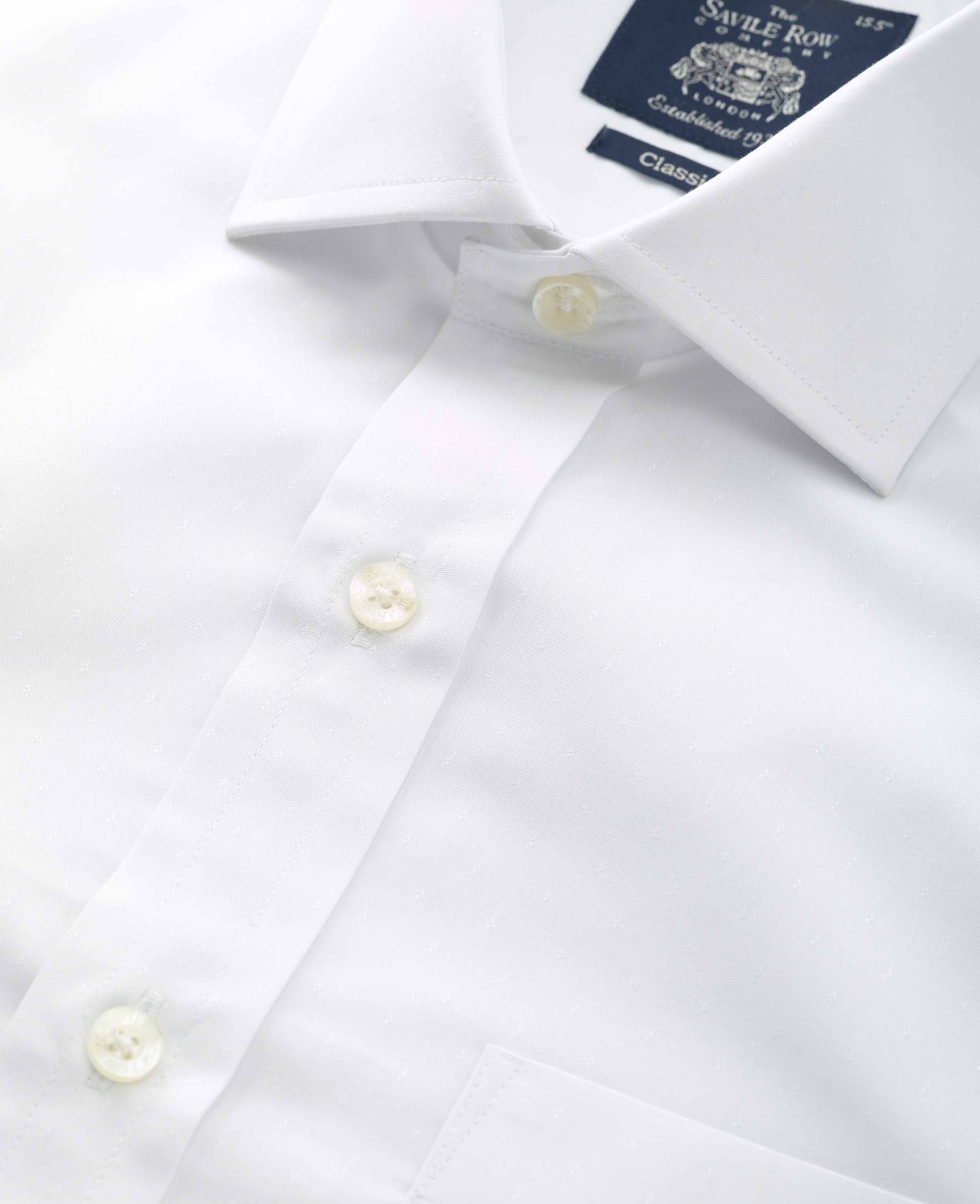 Men's White Cotton Dobby Classic Fit Formal Shirt With Double Cuffs ...