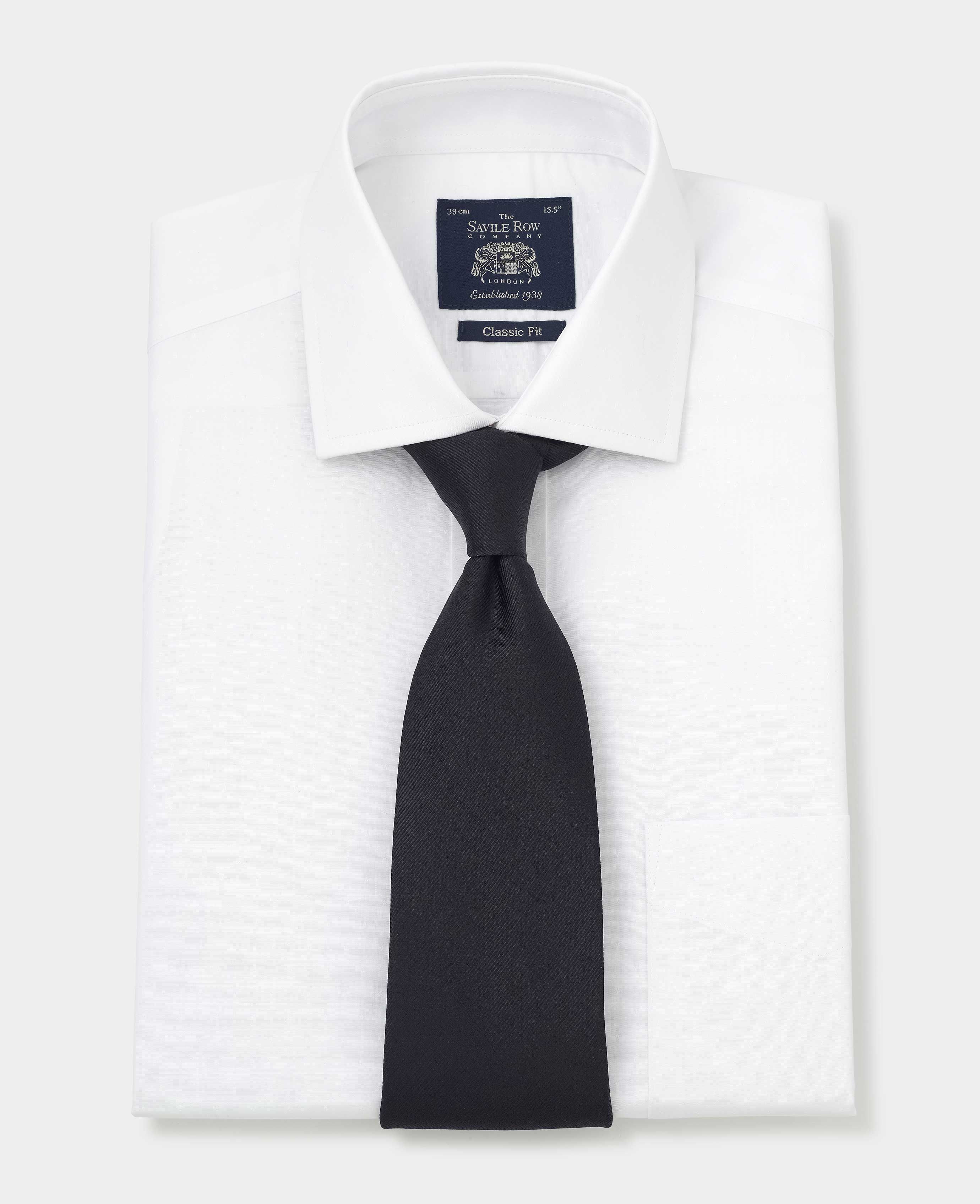 Men's White Cotton Dobby Classic Fit Formal Shirt With Double Cuffs ...