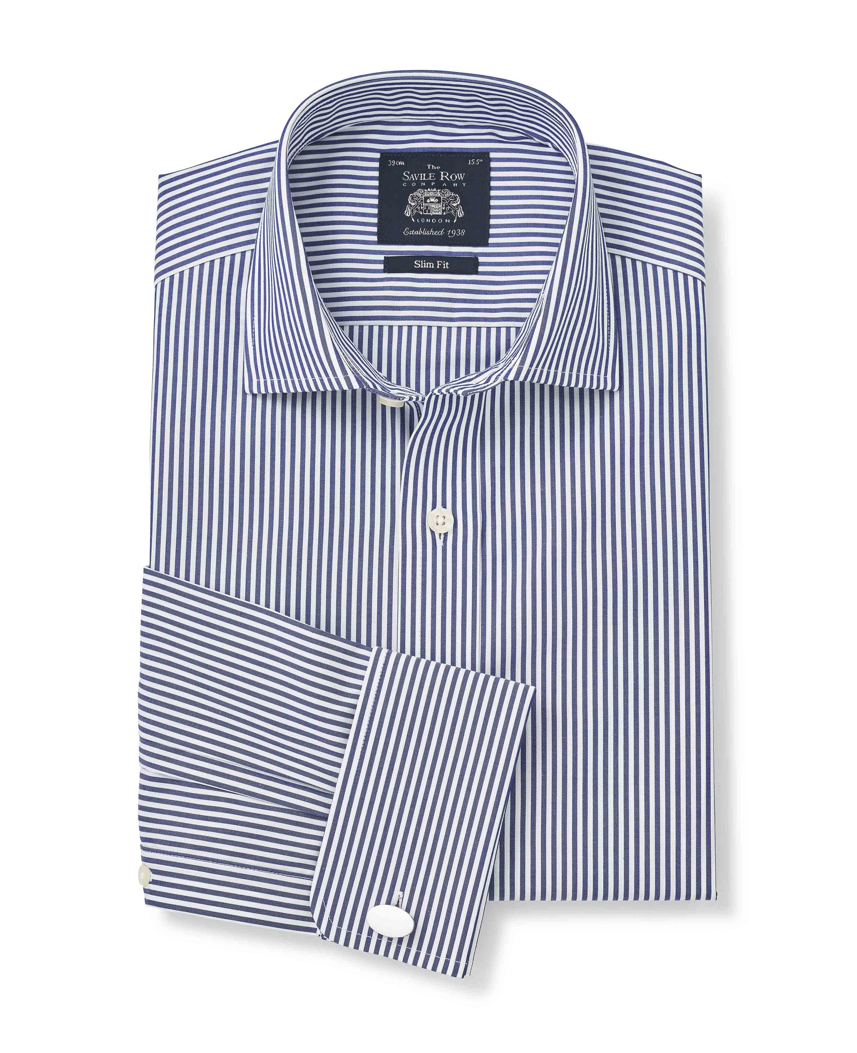 Slim Fit Navy and White Bengal Stripe Shirt – tmlewinuk