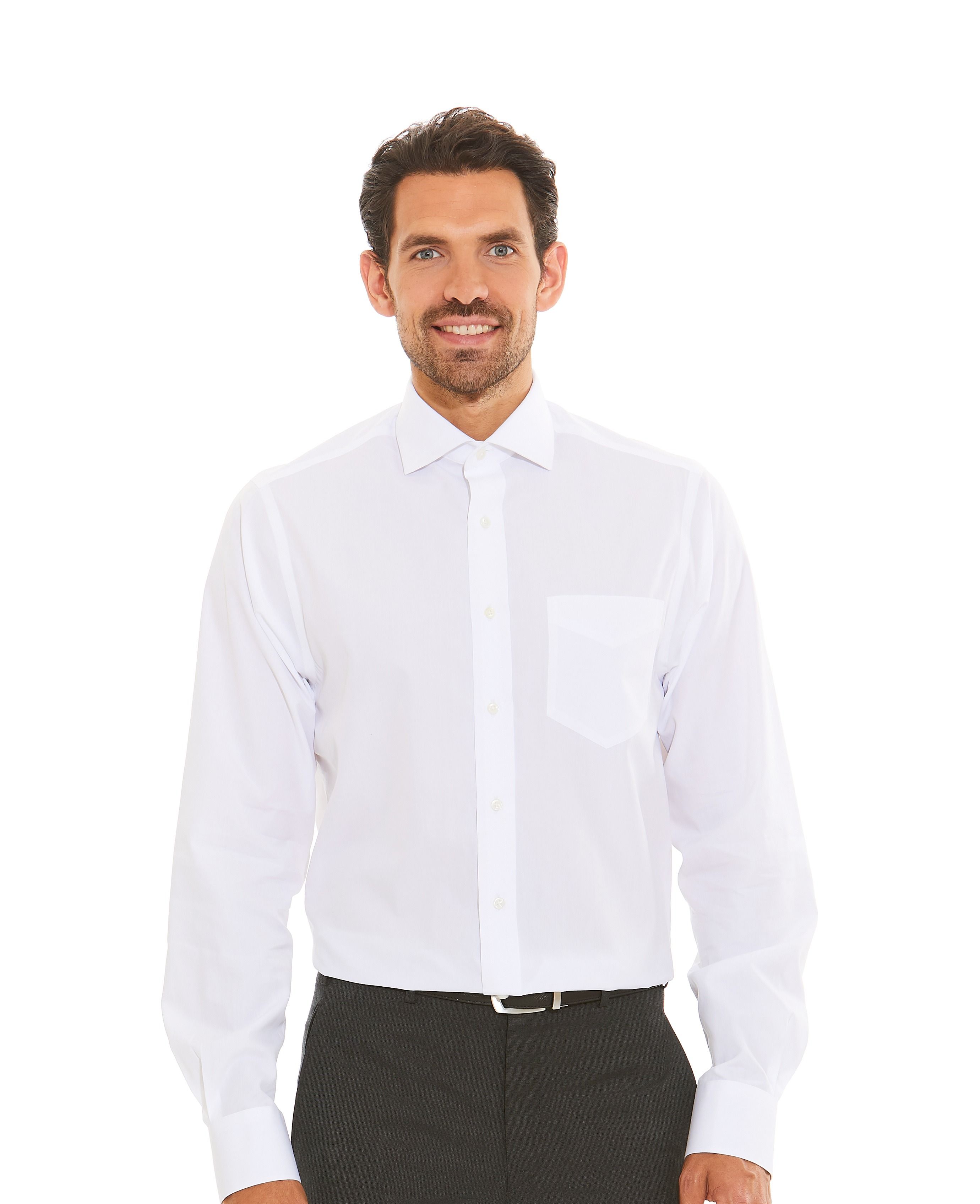 Mens White Pinpoint Classic Fit Non-Iron Shirt | Savile Row Co
