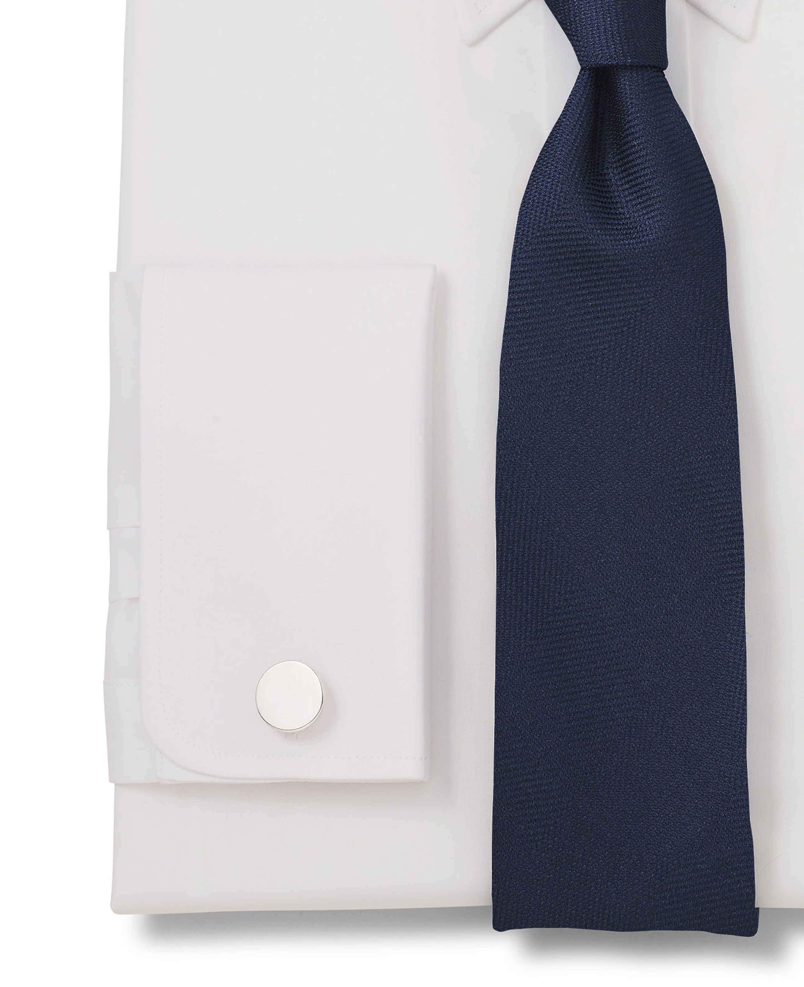 Mens White Pin Collar Slim Fit Shirt With Double Cuffs | Savile Row Co