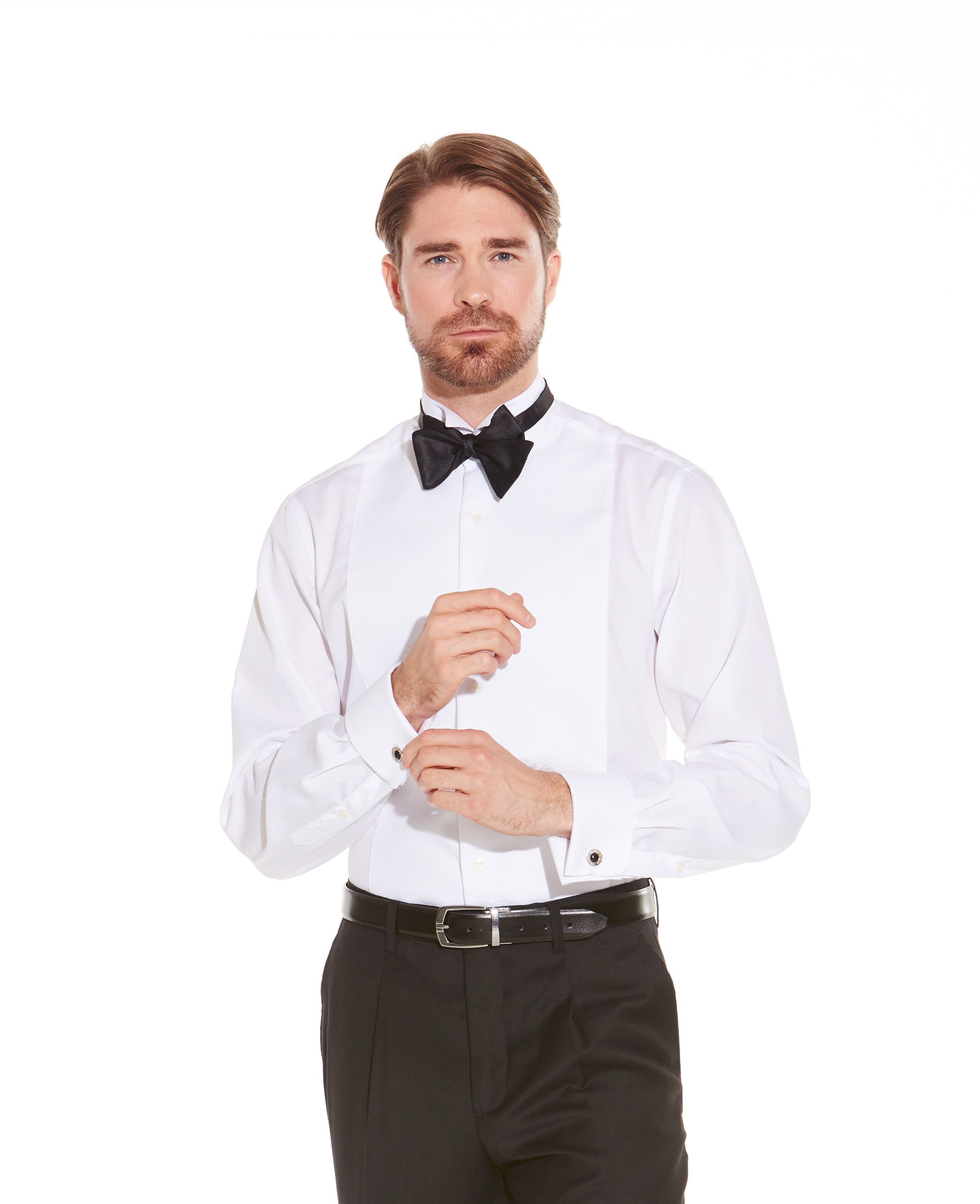 White Wing Collar Marcella Bib Shirt Double Cuff | Savile Row Co