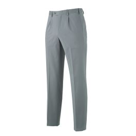 Mens Grey Pleat Front Stretch Cotton Classic Fit Chinos | Savile Row Co