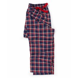Men’s navy and red check brushed cotton lounge pants | Savile Row Co