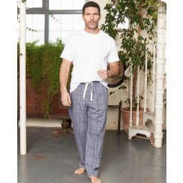 Men's Organic Cotton Lounge Pants in Navy Check