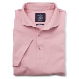 Men's Pink Cotton Pique Slim Fit Polo Shirt | Savile Row Co