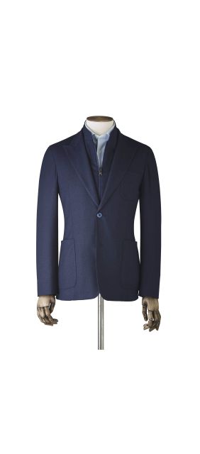Limited Edition Blue Super 130s Flannel Jacket With Detachable Bib