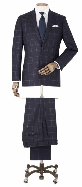 Navy Grey Check Wool Suit - MSUIT358NAV