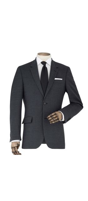 Dark Grey Wool-Blend Tailored Suit Jacket - MFJ364GRY
