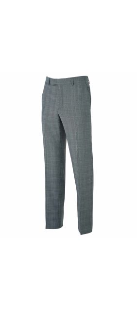 Grey Windowpane Check Tailored Suit Trousers - MFT356GRY