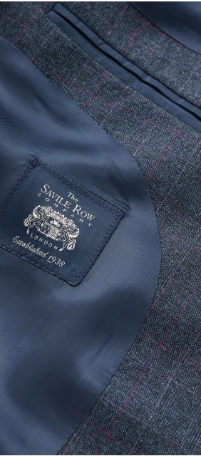 Navy Check Wool-Blend Tailored Suit - Lining - MSUIT363NAV